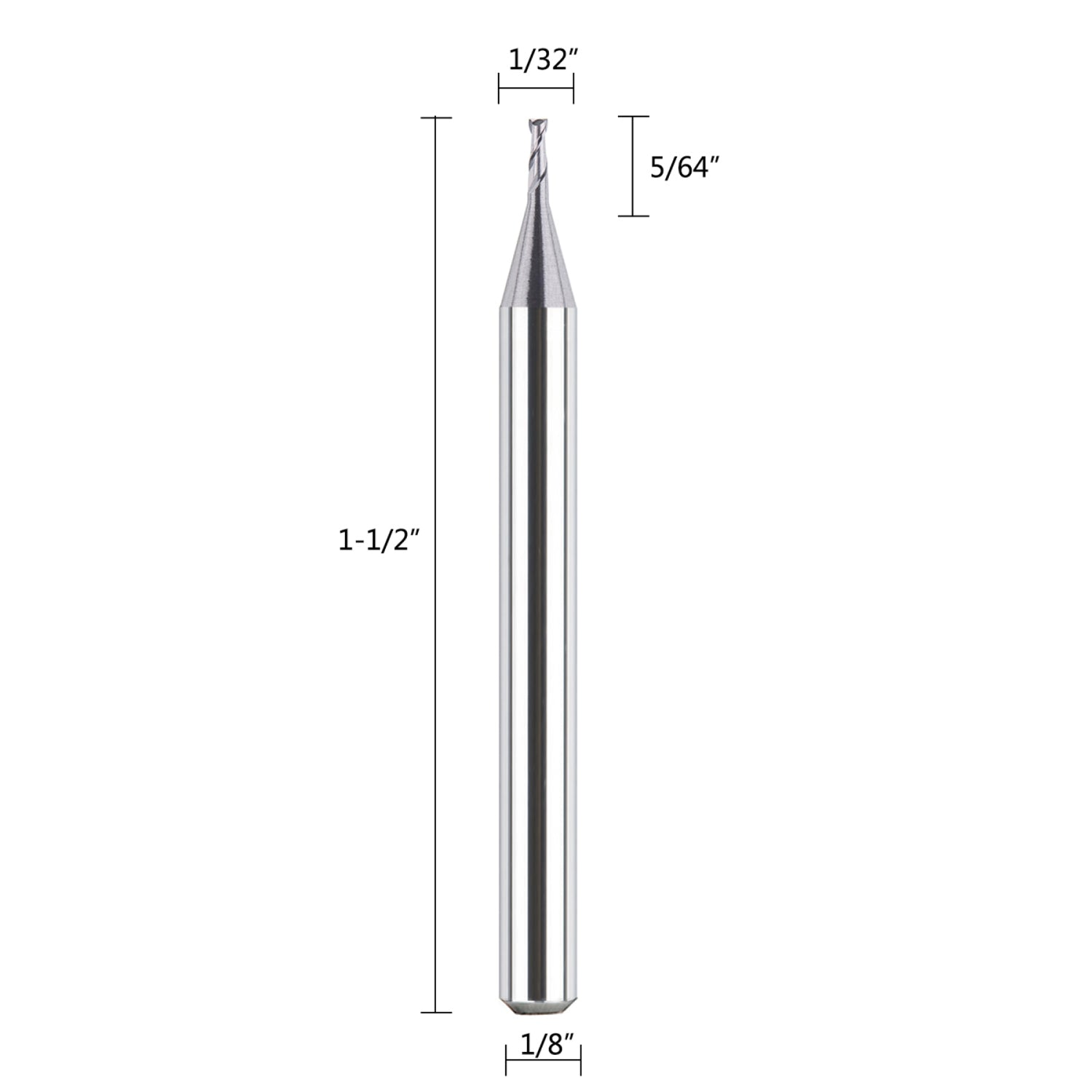 SpeTool 5Pcs/Set Flat Nose 2 Flute 1/32" Dia Carbide End Mill For Steel Maching