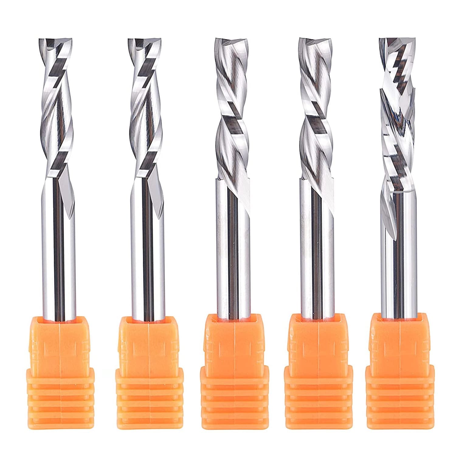 SpeTool WD-4 5Pcs Spiral Router Bits Set 1/4" Shank 1" Cutting Length for Woodworking