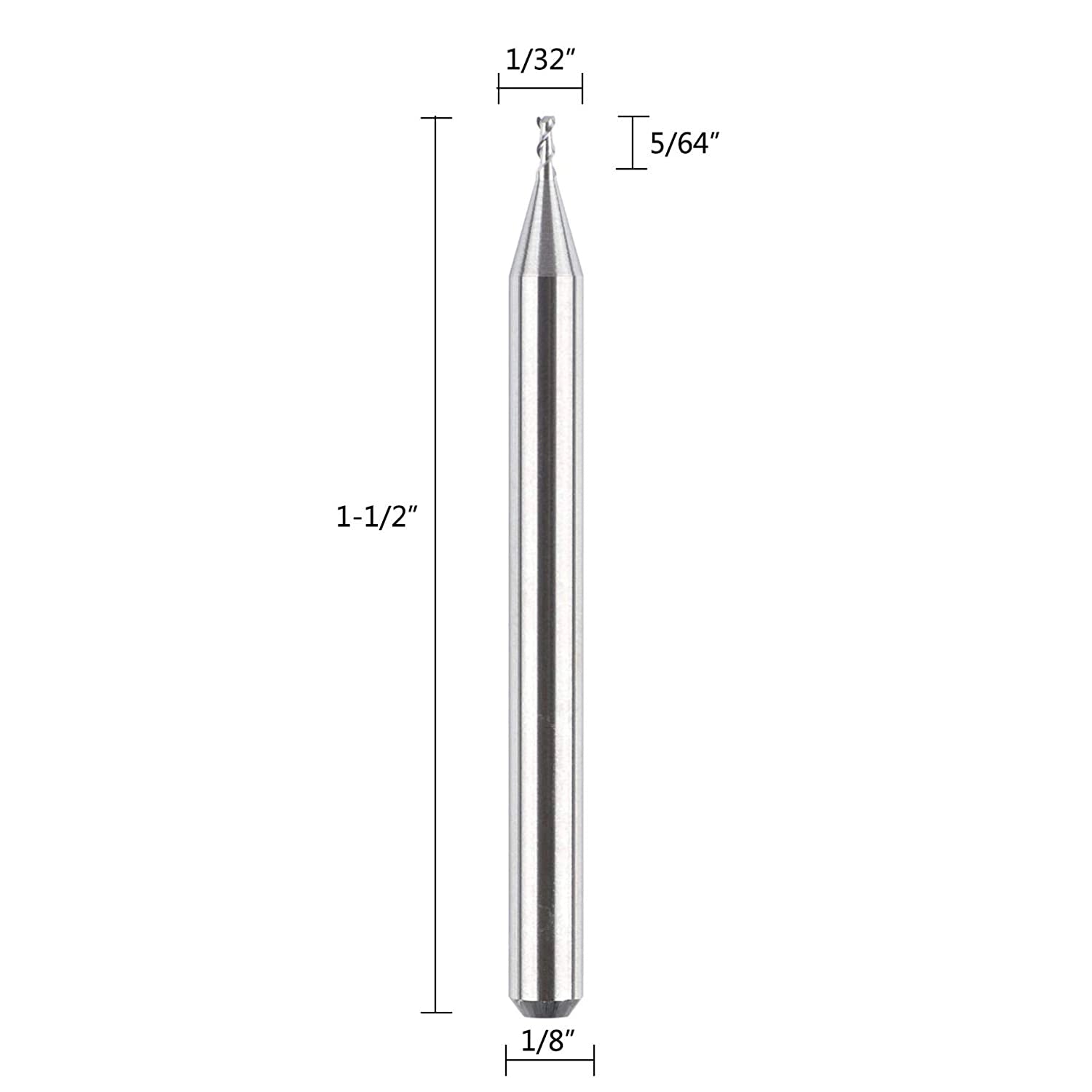 SpeTool 5pcs 1/32" Dia 1/8" SHK 3 Flutes Router Bits for Aluminum Cut