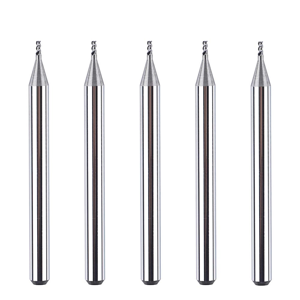 SpeTool 5pcs 1/32" Dia 1/8" SHK 3 Flutes Router Bits for Aluminum Cut