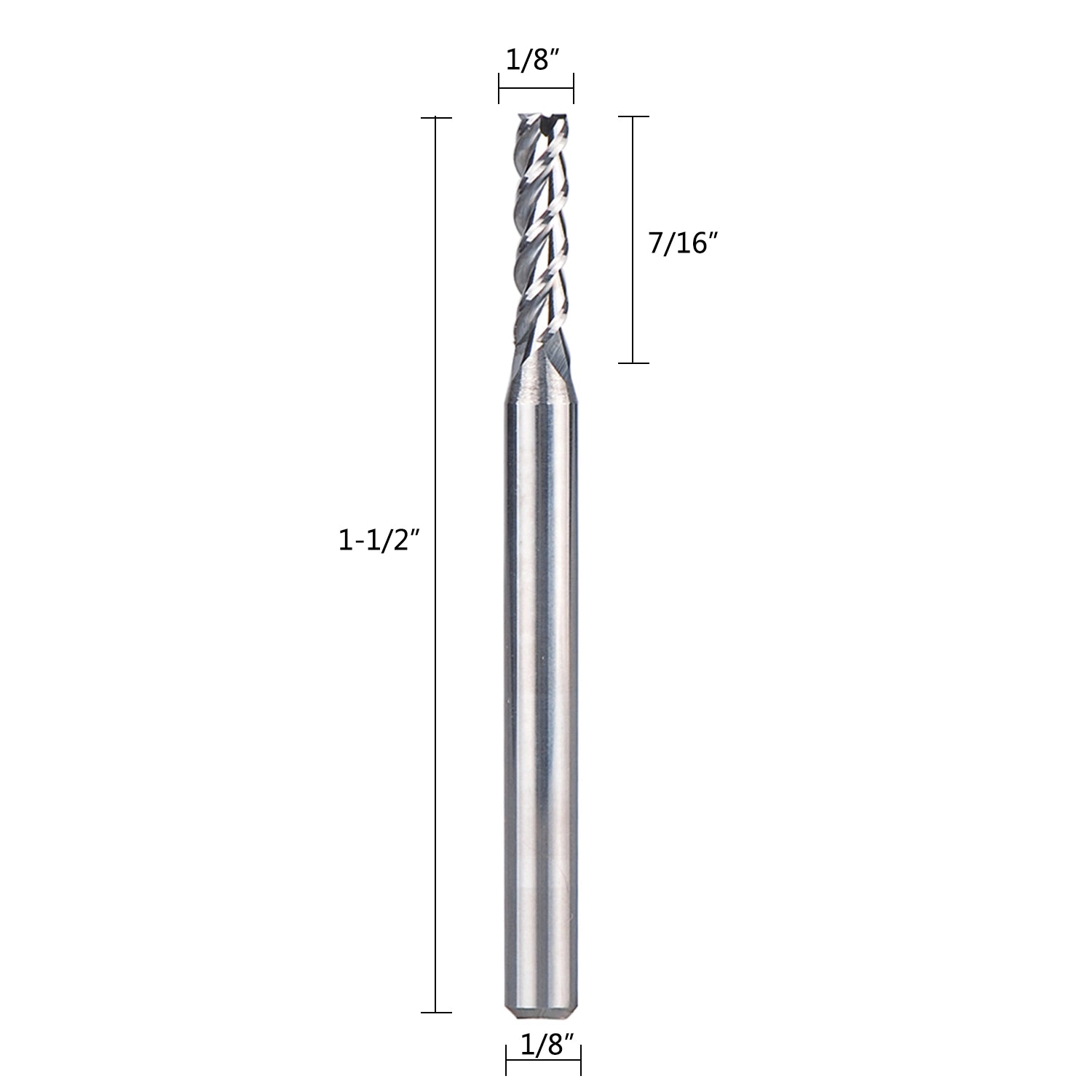 SpeTool 5pcs 1/8" End Mills 3 Flutes CNC Router Bits for Aluminum Cut
