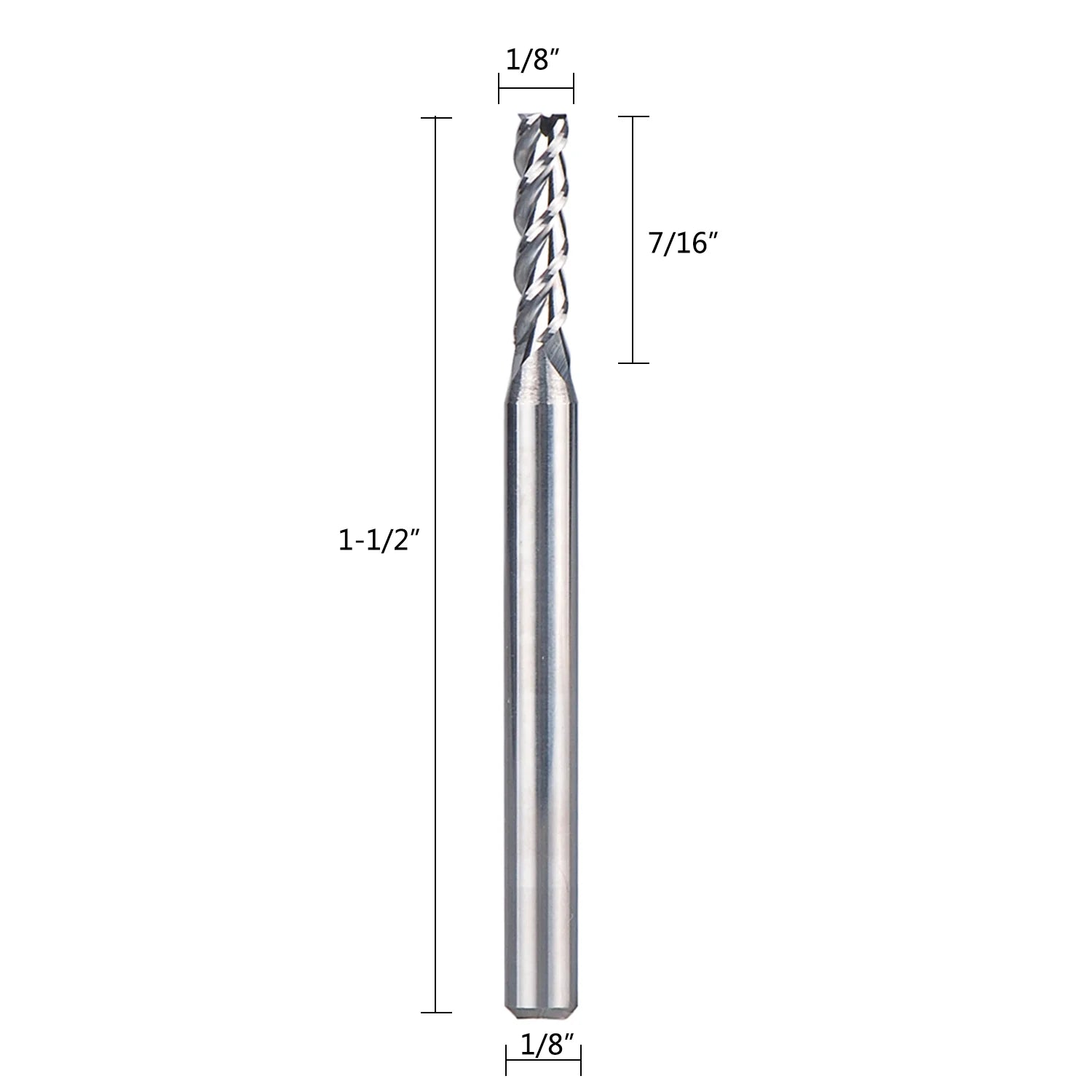 SpeTool 5pcs 1/8" End Mills 3 Flutes CNC Router Bits for Aluminum Cut