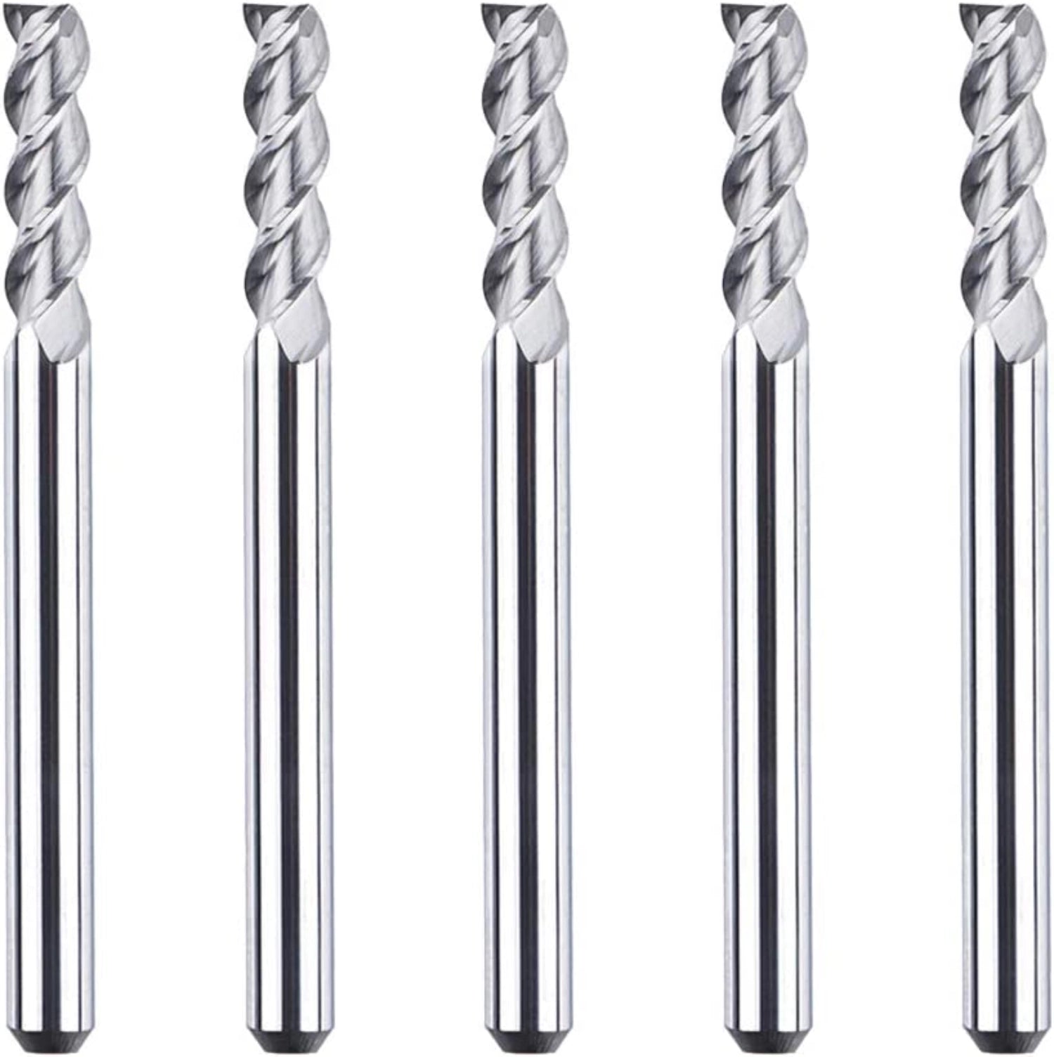SpeTool 5pcs 1/8" End Mills 3 Flutes CNC Router Bits for Aluminum Cut