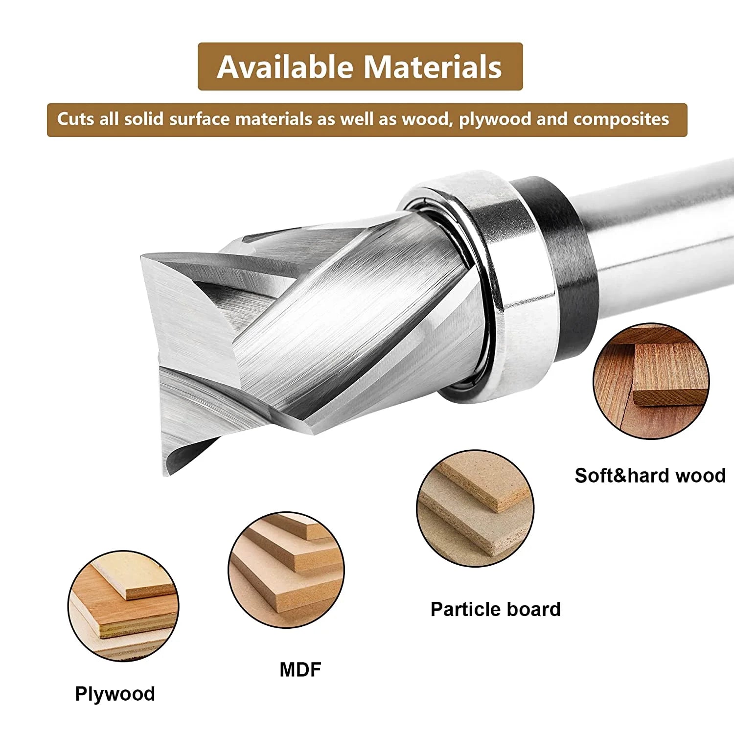 SpeTool 7/8 Dia 1/2" SHK Compression Flush Trim Top Bearing Router Bit