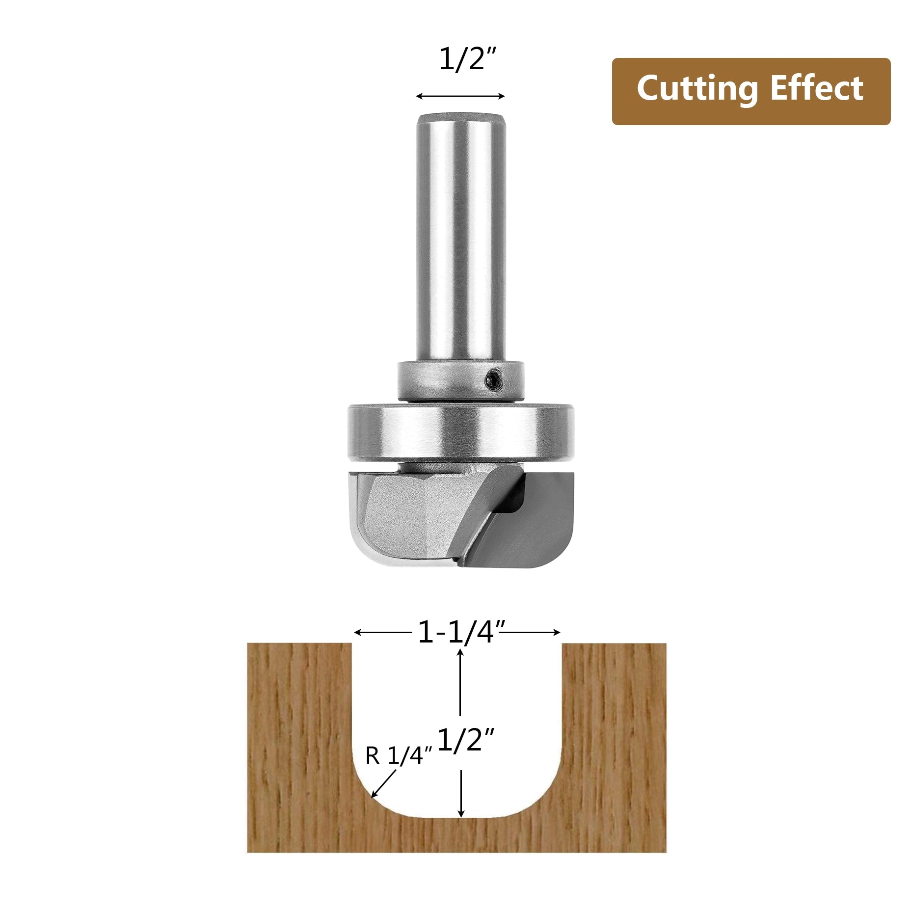SpeTool 1/2 Shank Carbide Tipped Template Router Bit size