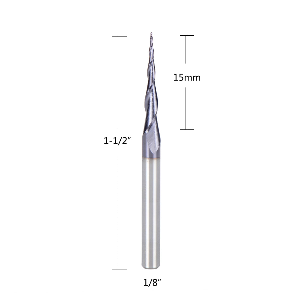 SpeTool CNC 2D 3D Carving R0.25mm 5.12 Deg Tapered Ball Nose Router bit