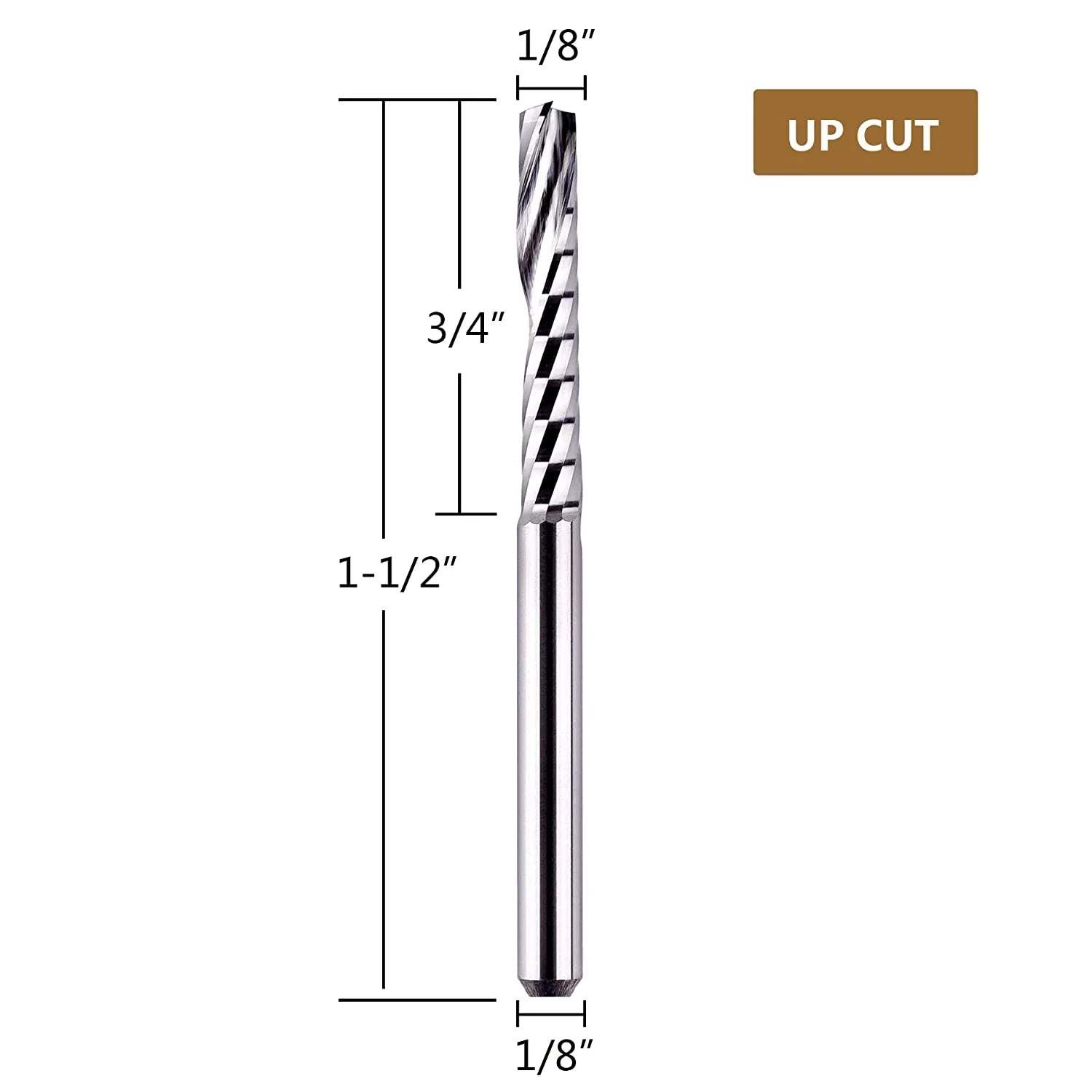 SpeTool CNC SC Spiral O Flute Plastic Cutting 1/8" Diam UpCut Router Bit