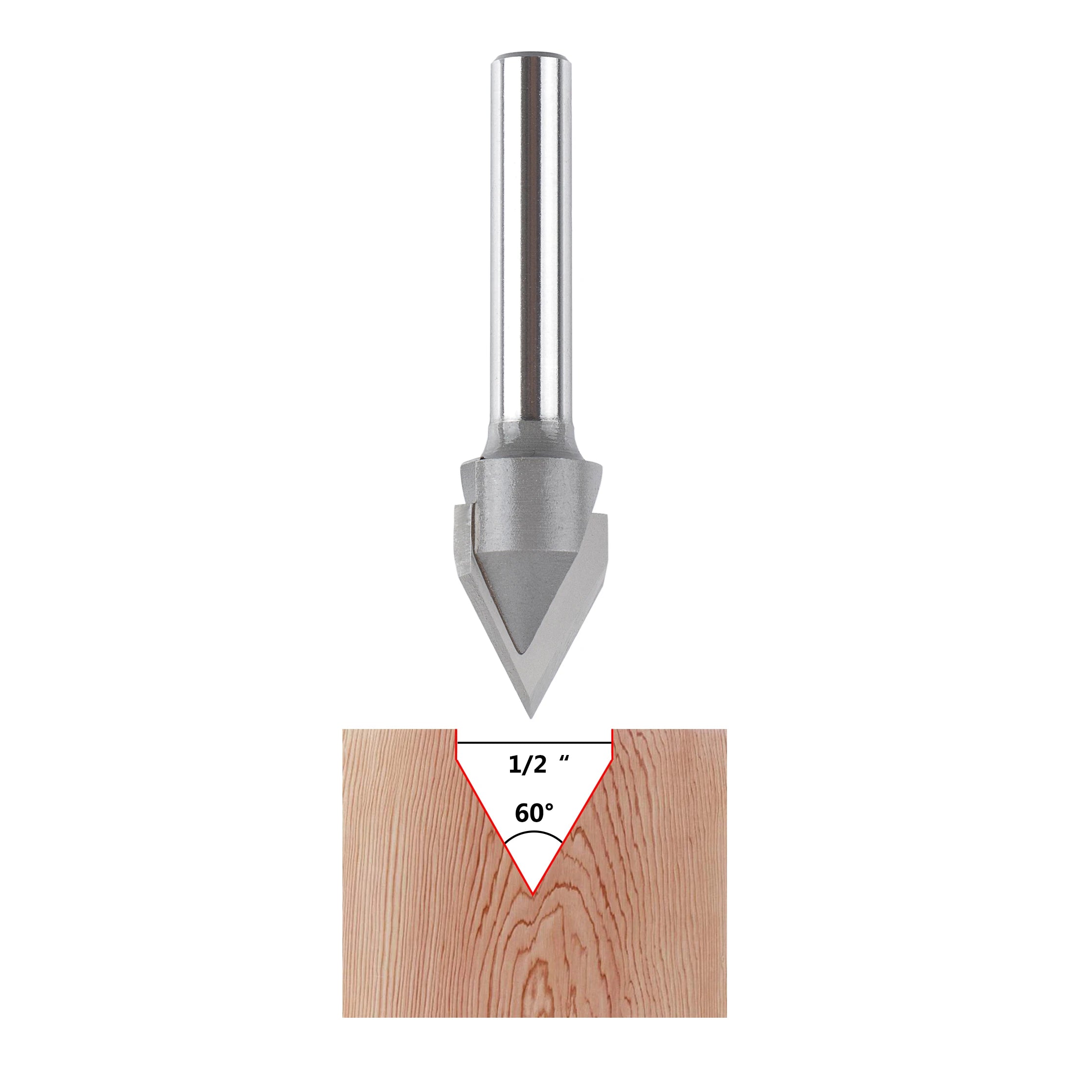 SpeTool Carbdie Tip V Groove CNC Engraving Bit Router Bit 60 Deg 1/2" Dia