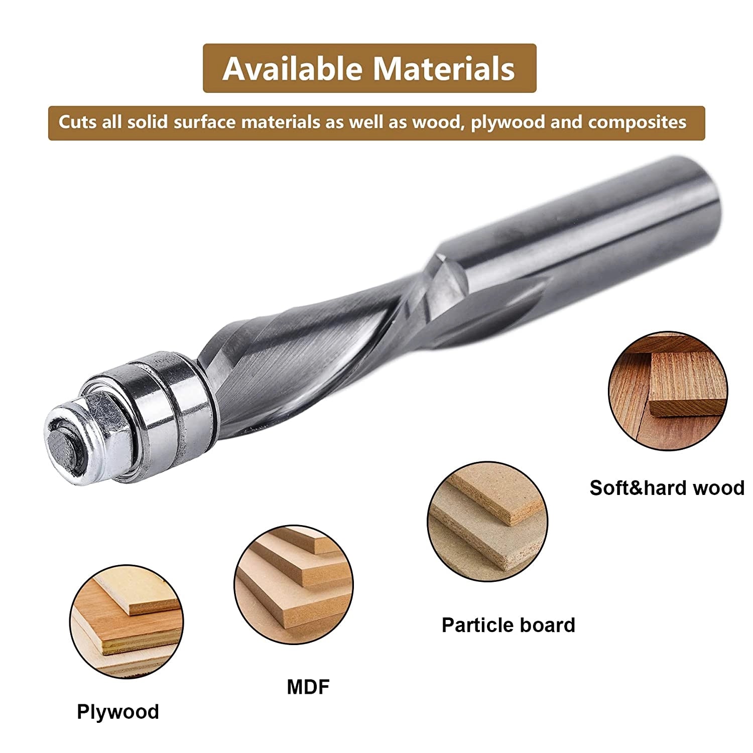 SpeTool Carbide 1/2" Shank Flush Trim 4" Extra Long Down Cut Router Bit