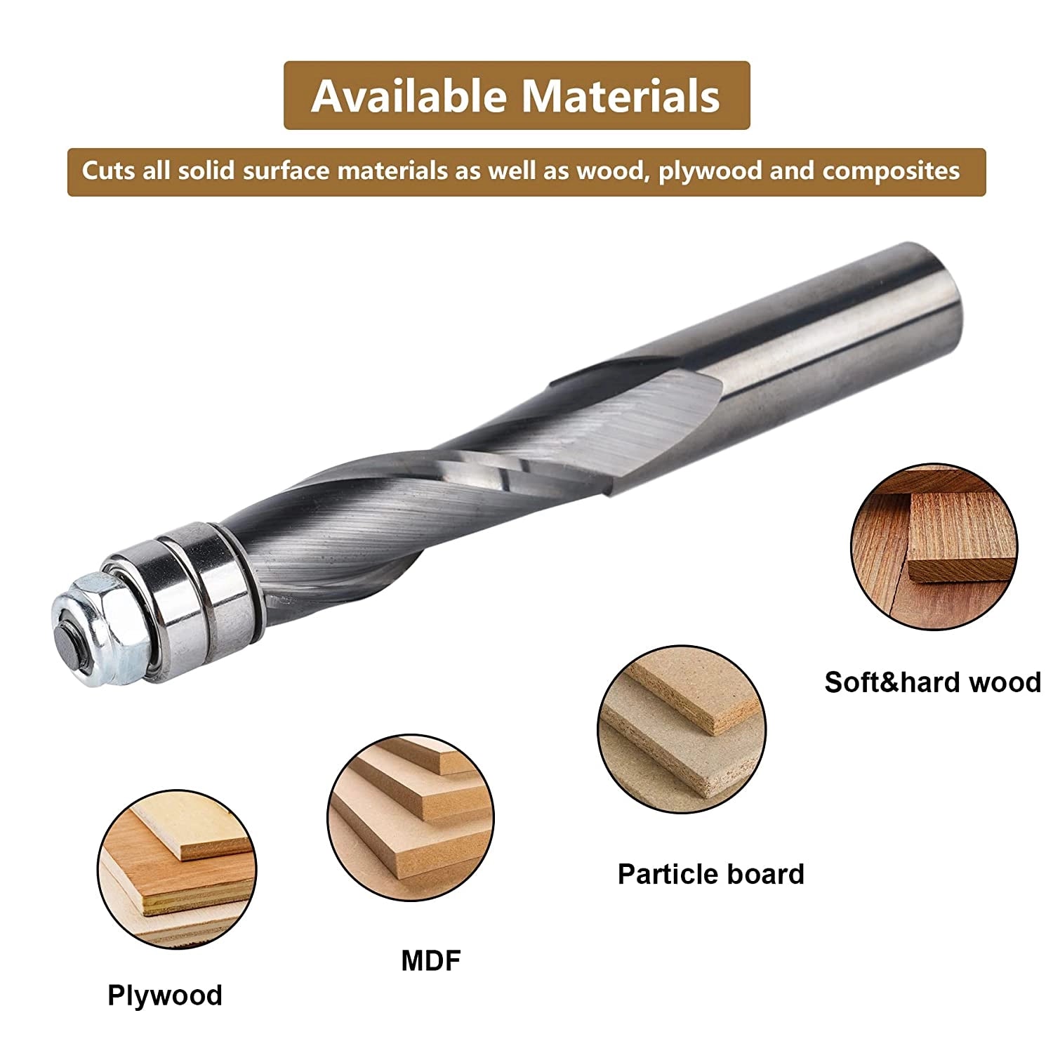 SpeTool Carbide 1/2" Shank Flush Trim 4" Extra Long Up Cut Router Bit