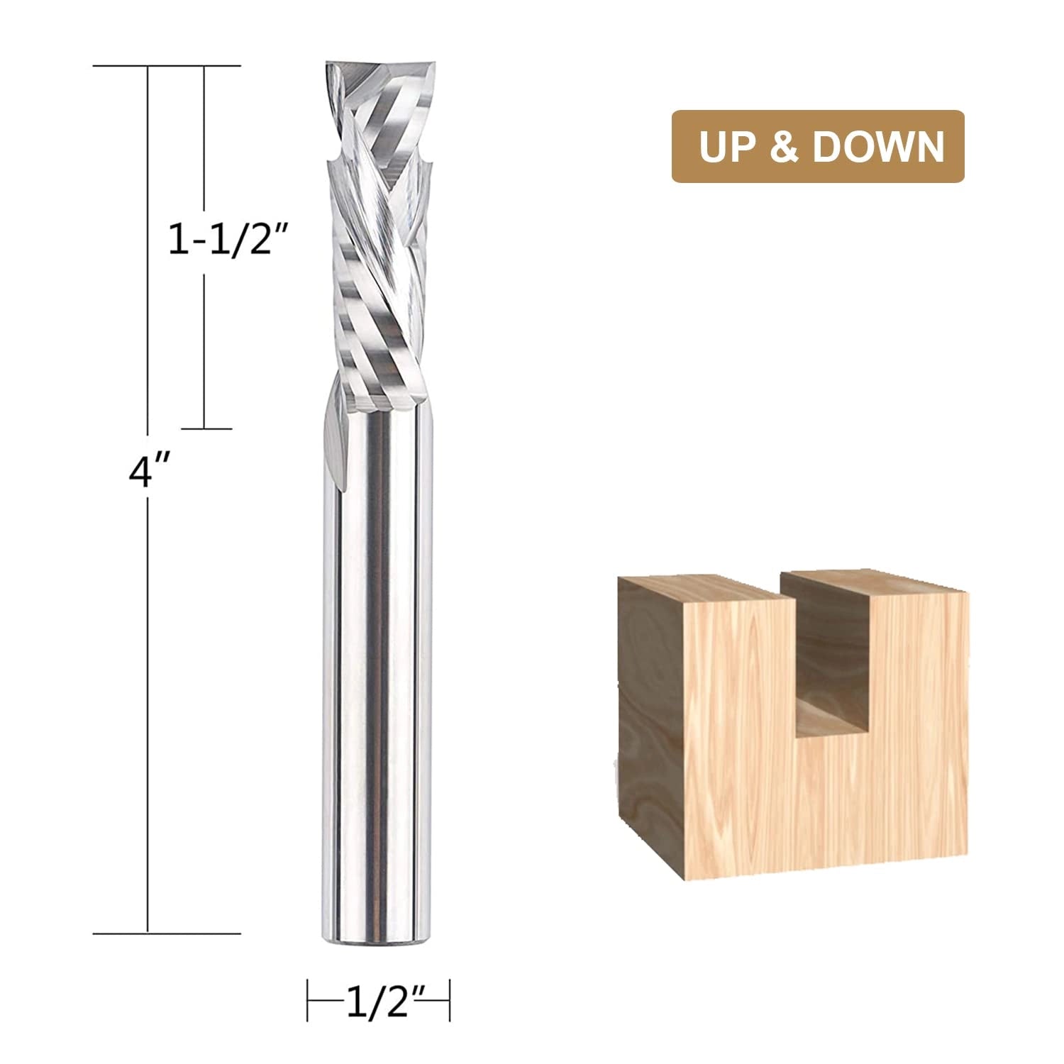 SpeTool Carbide Compression (Up&Down) Router Bits 1/2" Diam 4" Extra Long