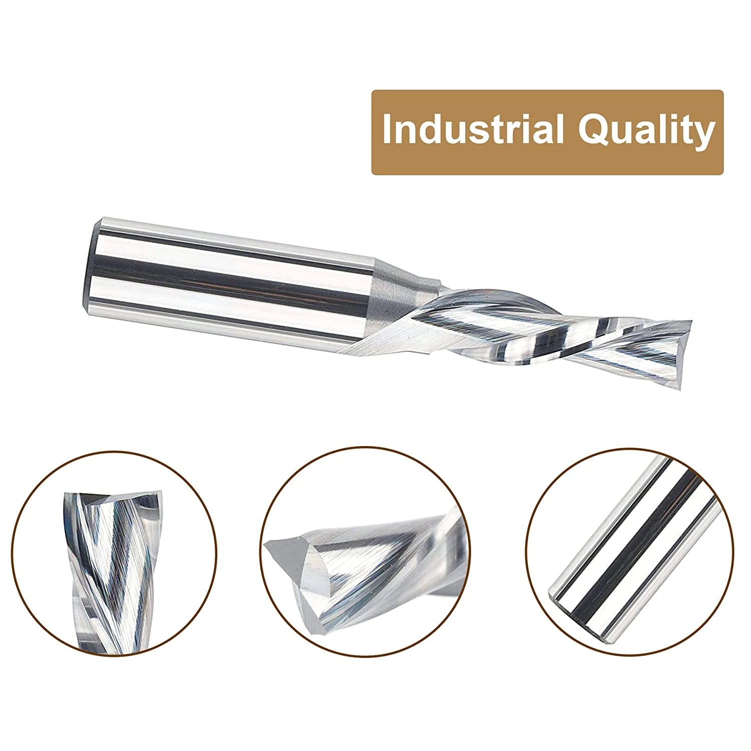 SpeTool Down Cut CNC Router Bit 3/8" Diam x 1/2" SHK End Mill for Wood