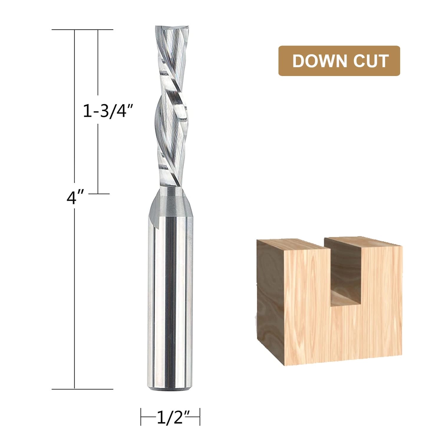 SpeTool Downcut 3/8" Diam 1/2" SHK 4" Extra Long Router Bit for Wood Small Cut
