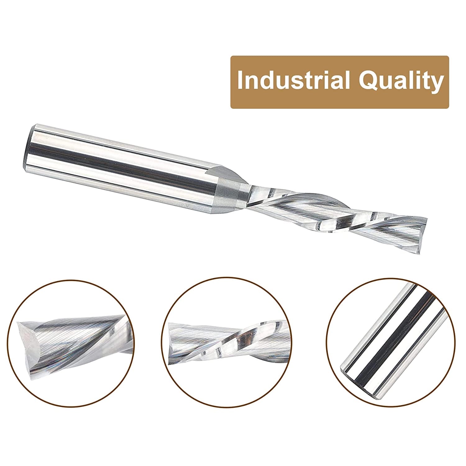 SpeTool Downcut 3/8" Diam 1/2" SHK 4" Extra Long Router Bit for Wood Small Cut