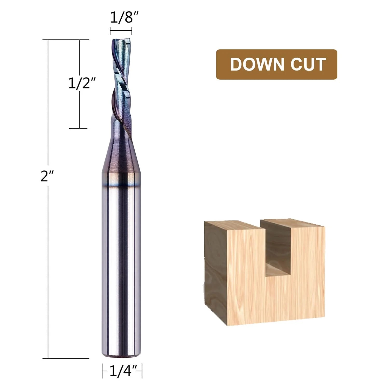 SpeTool 1 8 Dia 1 4 SHK Spiral Downcut Router Bits CNC End Mill for Wood SPE-X coated