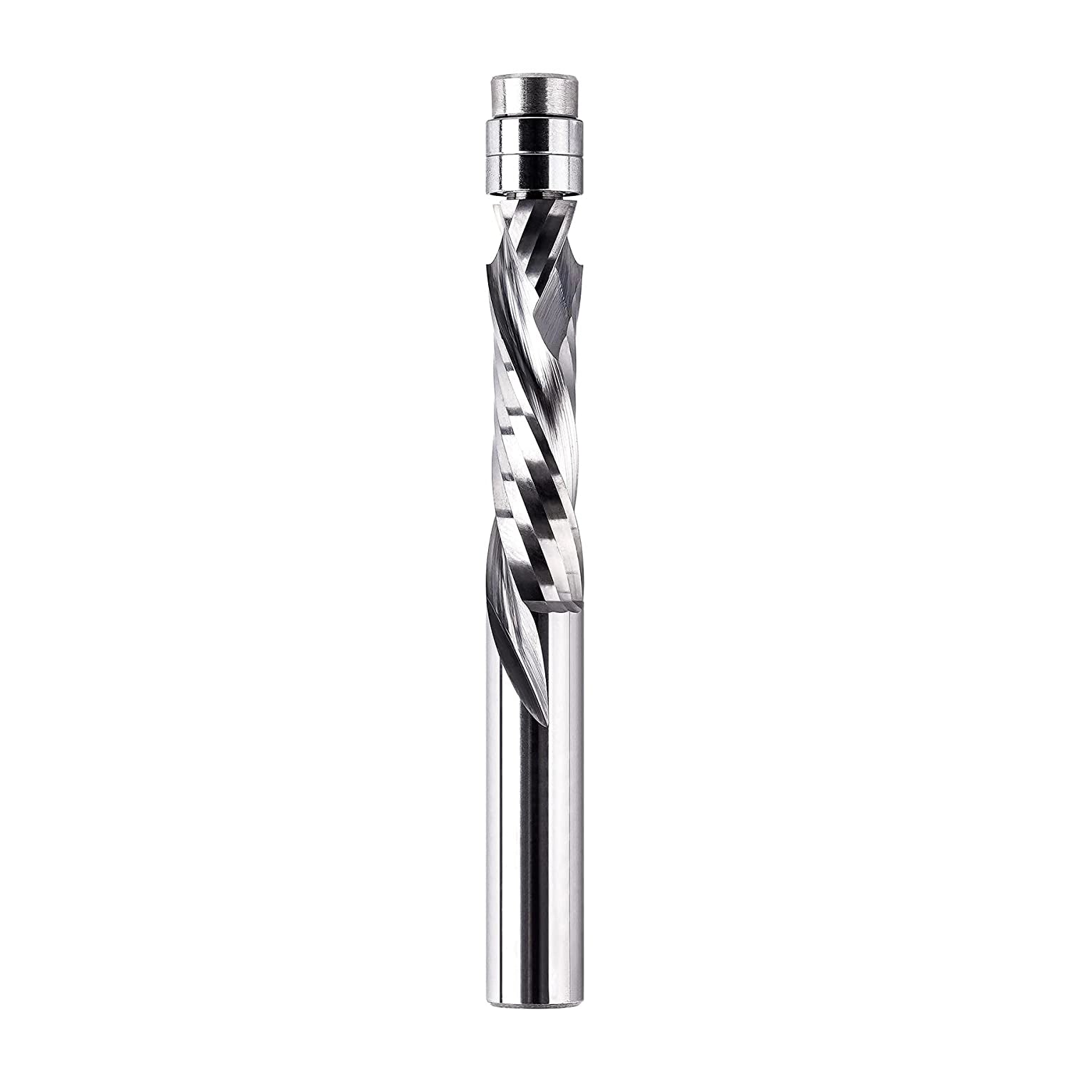 SpeTool EU W07502 Solid Carbide Flush Trim Compression Spiral 8mm Dia x 8mm Shank x 32mm Cutting Length x 75mm Long Router Bit