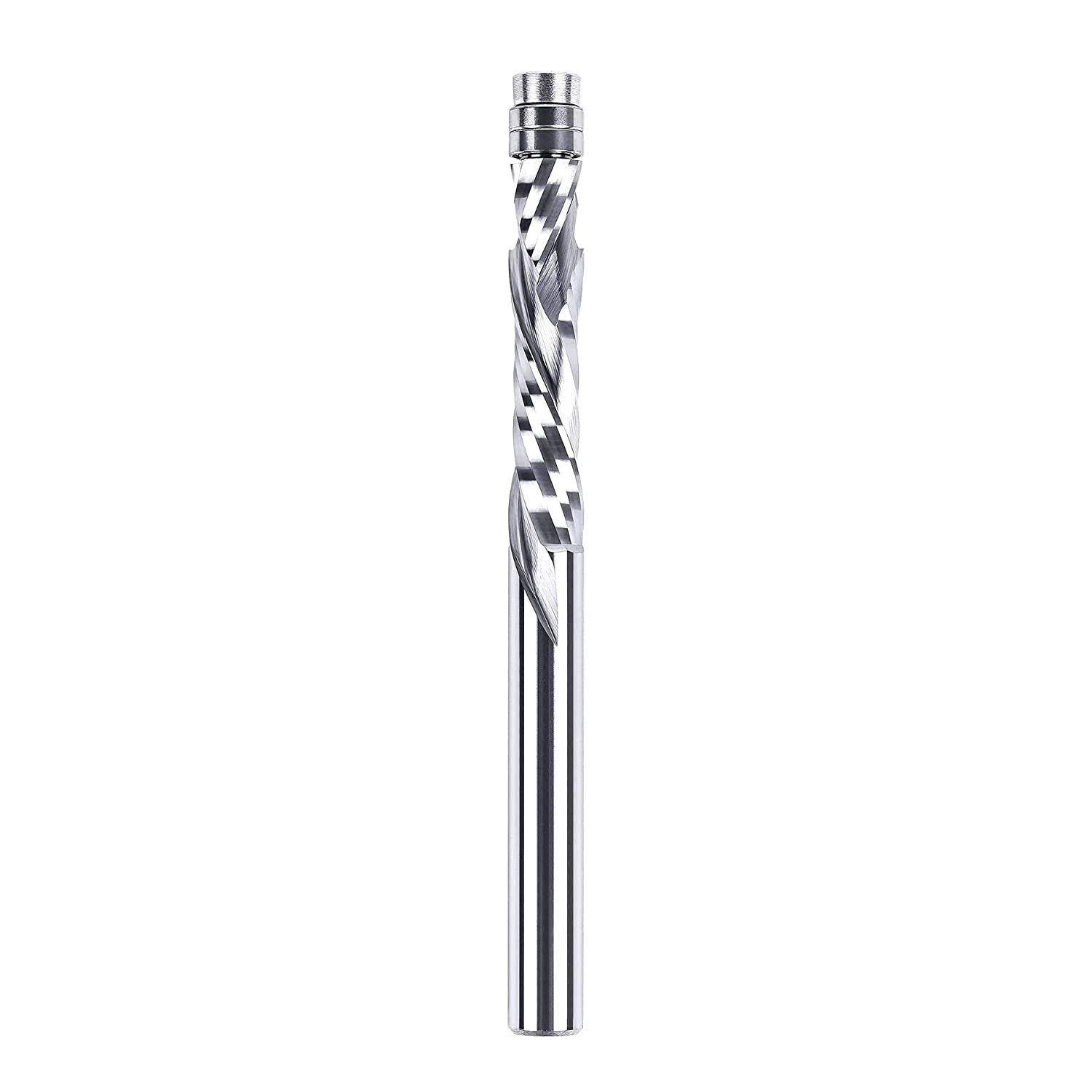 SpeTool EU W07504 Solid Carbide Flush Trim Compression Spiral 8mm Dia x 8mm Shank x 40mm Cutting Length x 100mm Long Router Bit