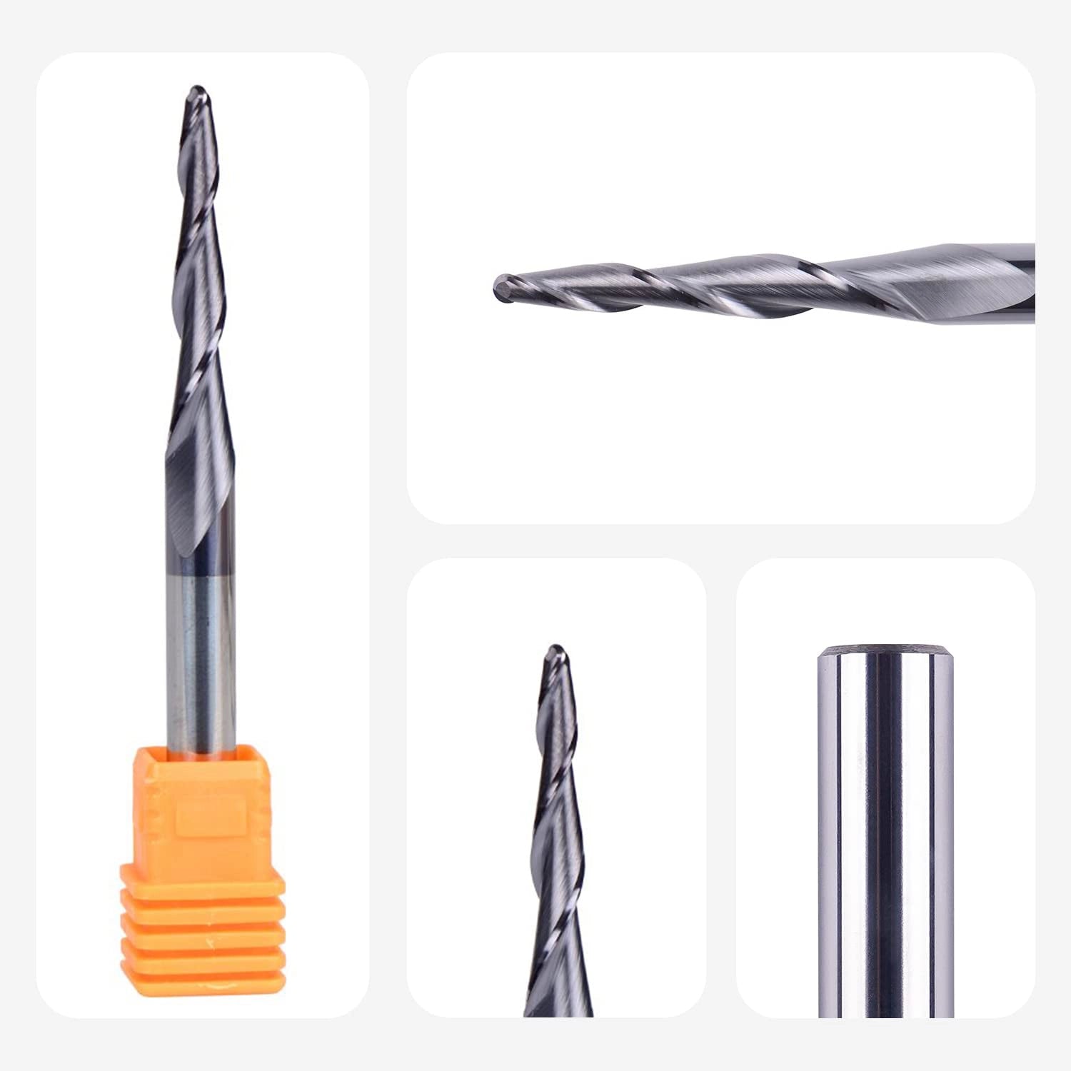 SpeTool EU W01504 1.5MM Radius x 6MM SHANK x 30.5MM CL x 75MM OVL Tapered Ball Nose 2D & 3D Carving Router Bit