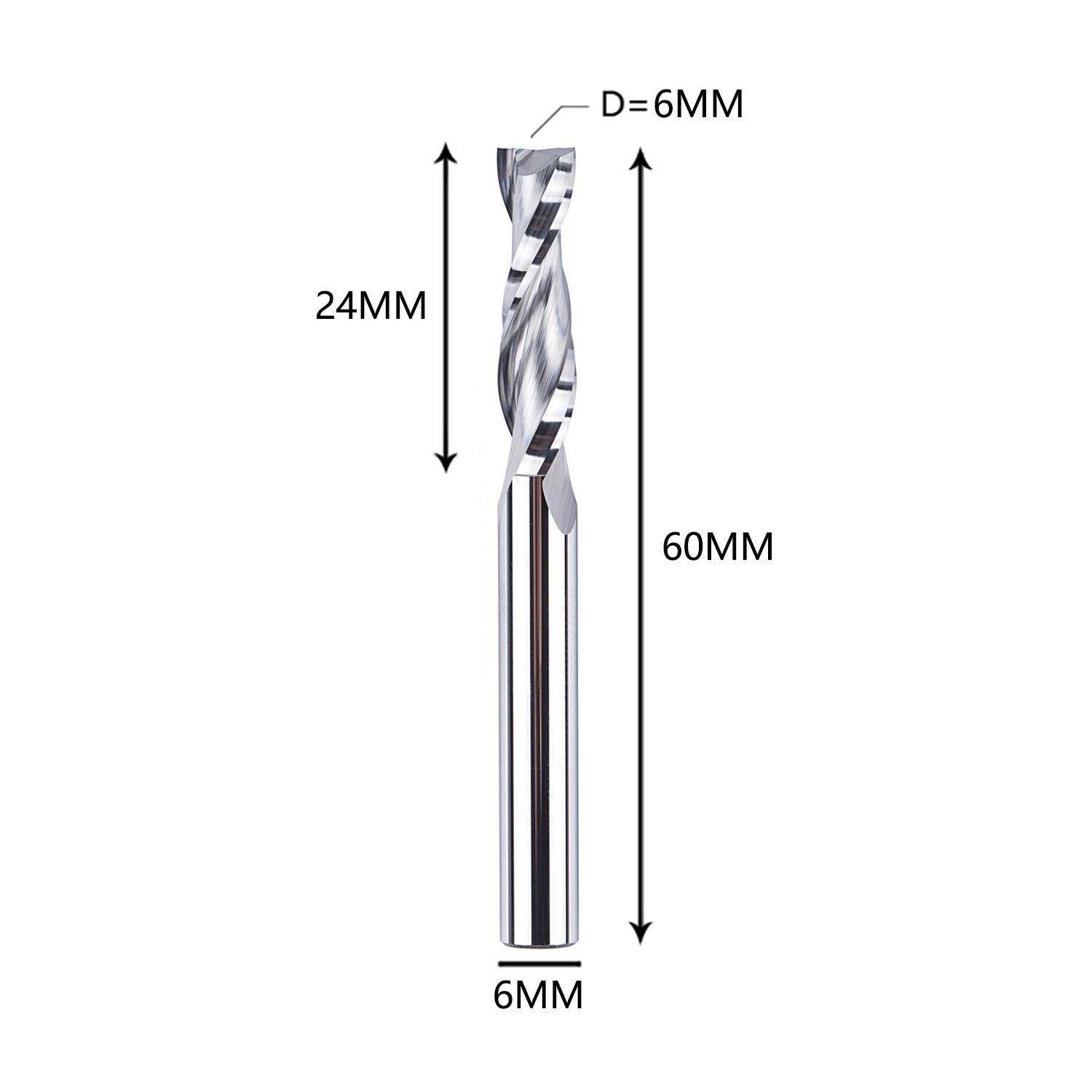 SpeTool EU W04508 UP CUT 2 FL 6MM DIA x 24MM CL x 6MM SHANK x 60MM OVL ROUTER BIT