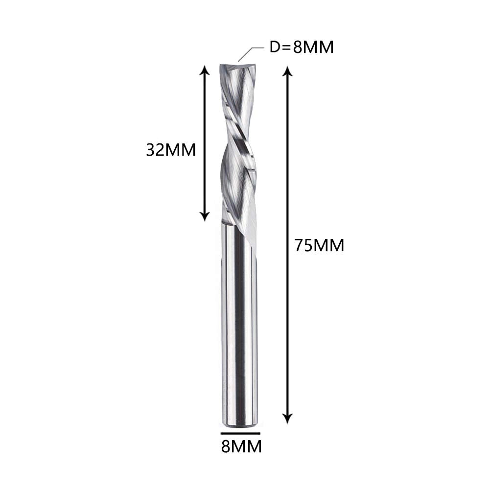 SpeTool EU W04509 DOWN CUT 2 FL 8MM DIA x 32MM CL x 8MM SHANK x 75MM OVL ROUTER BIT