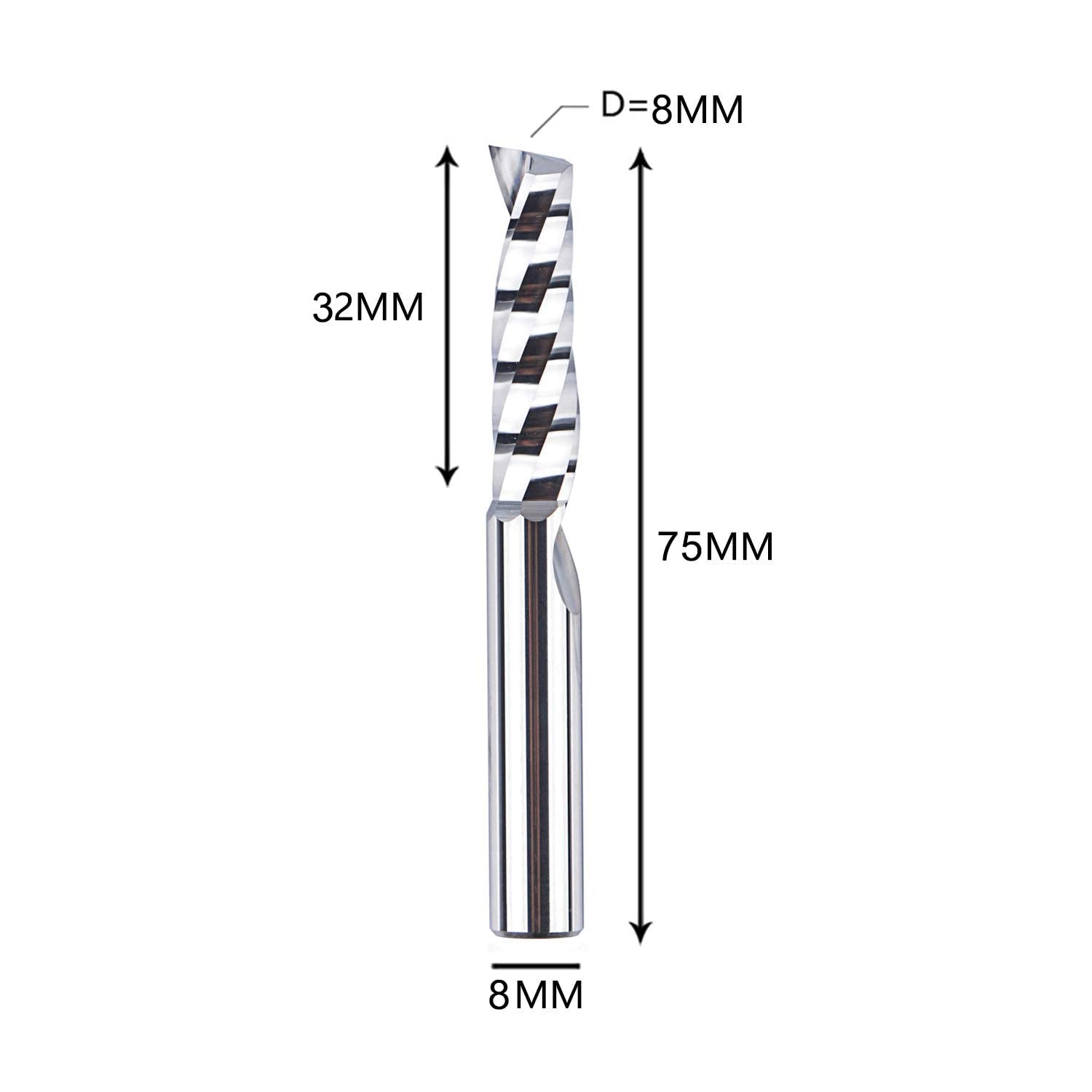 SpeTool EU W03506 O FLUTE 8MM DIA x 32MM CL x 8MM SHANK x 75MM OVL ROUTER BIT