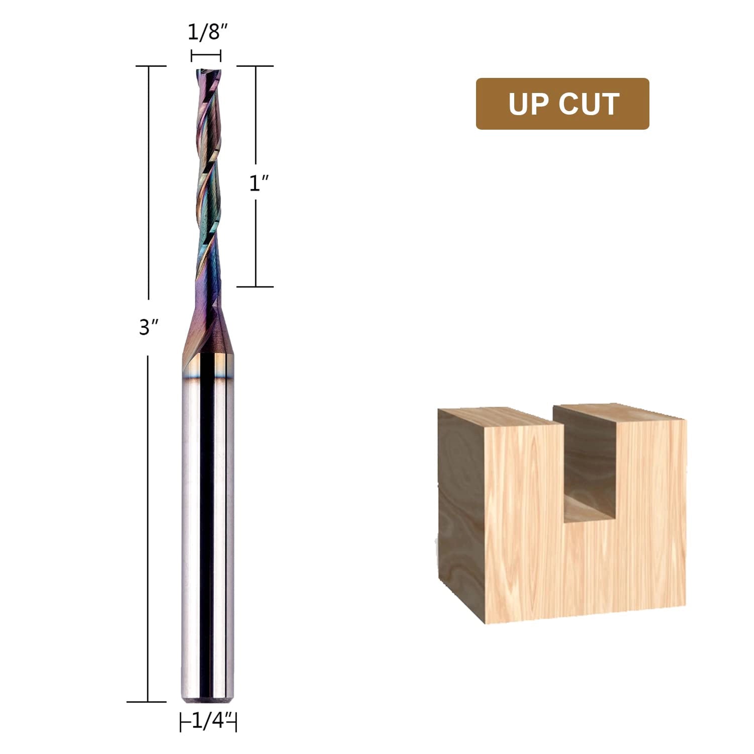 SpeTool SPE-X Carbide 1/8 Dia 1/4 Shank 3 Inch Long Up Cut Router Bit