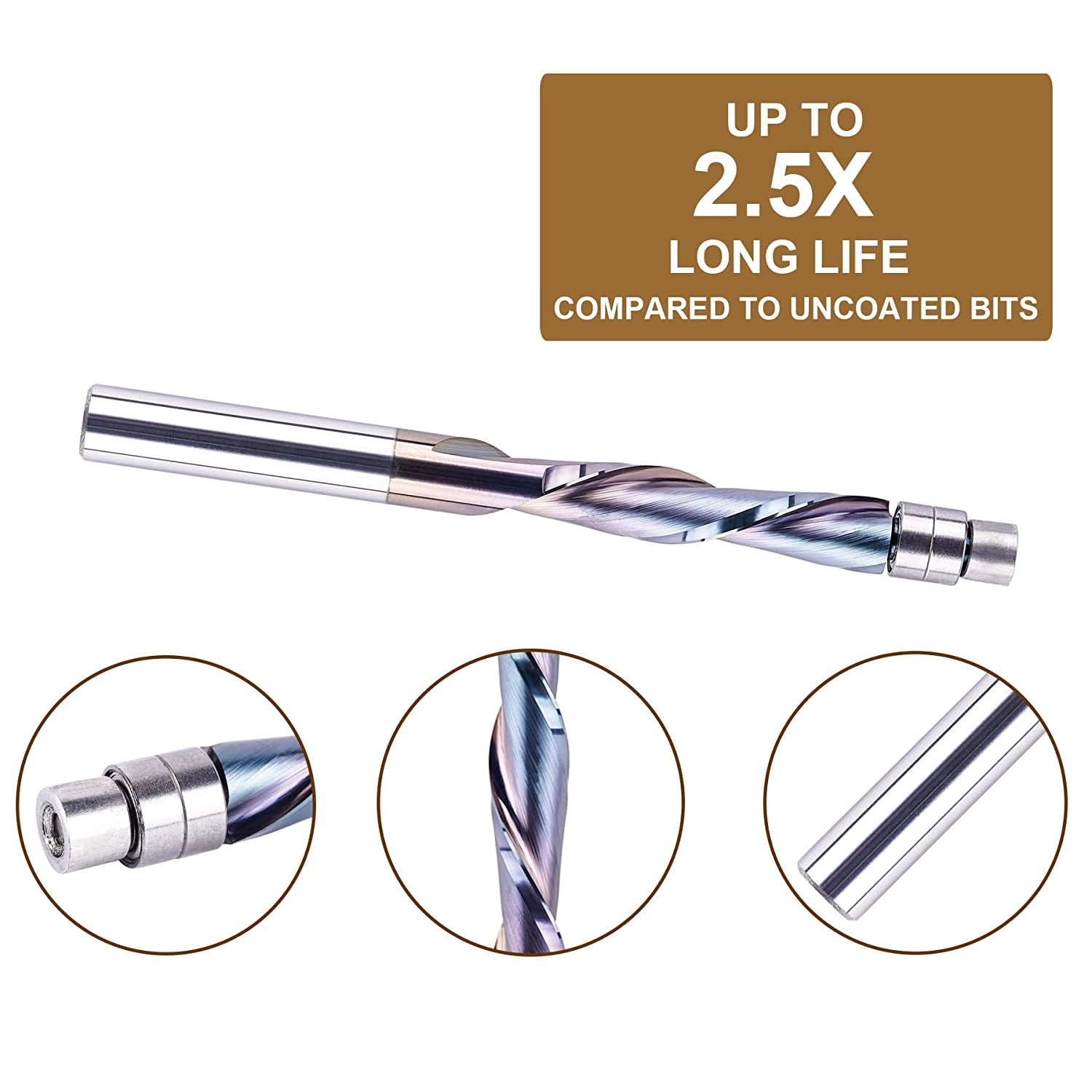 SpeTool SPE-X Coated 1 4 Dia 3 Long Down Cut Flush Trim Router Bit