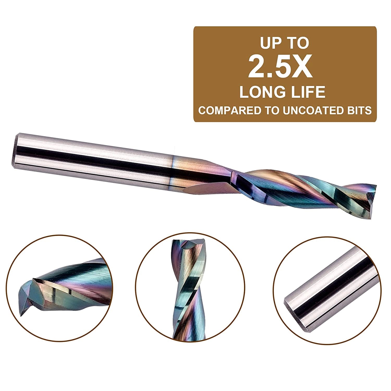 SpeTool SPE-X Coated 1/4" Dia Up Cut Router Bit CNC Carbide End Mill