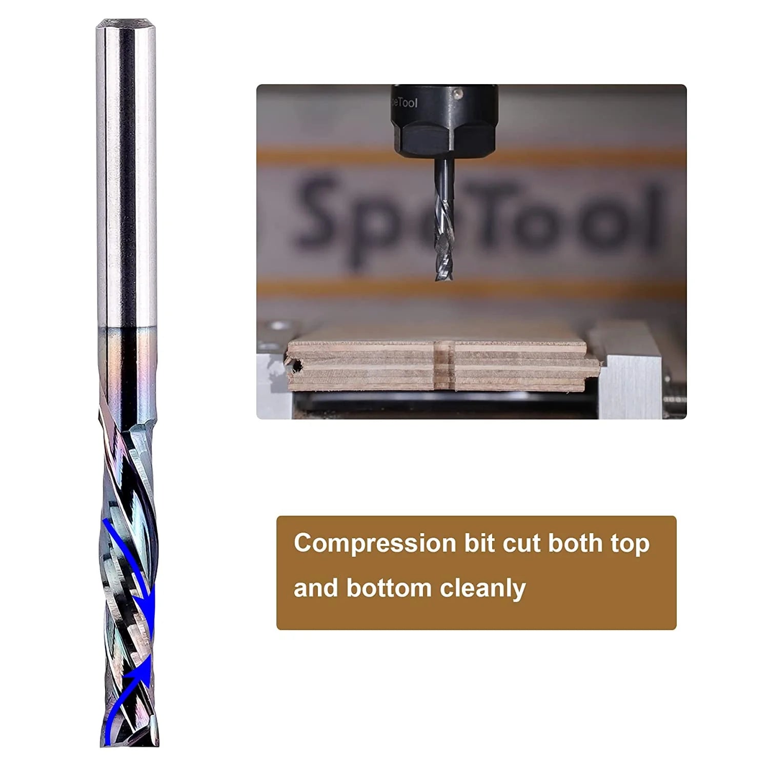 SpeTool SPE-X Extra Tool Life Coated 1/8 Inch Compression Router Bit