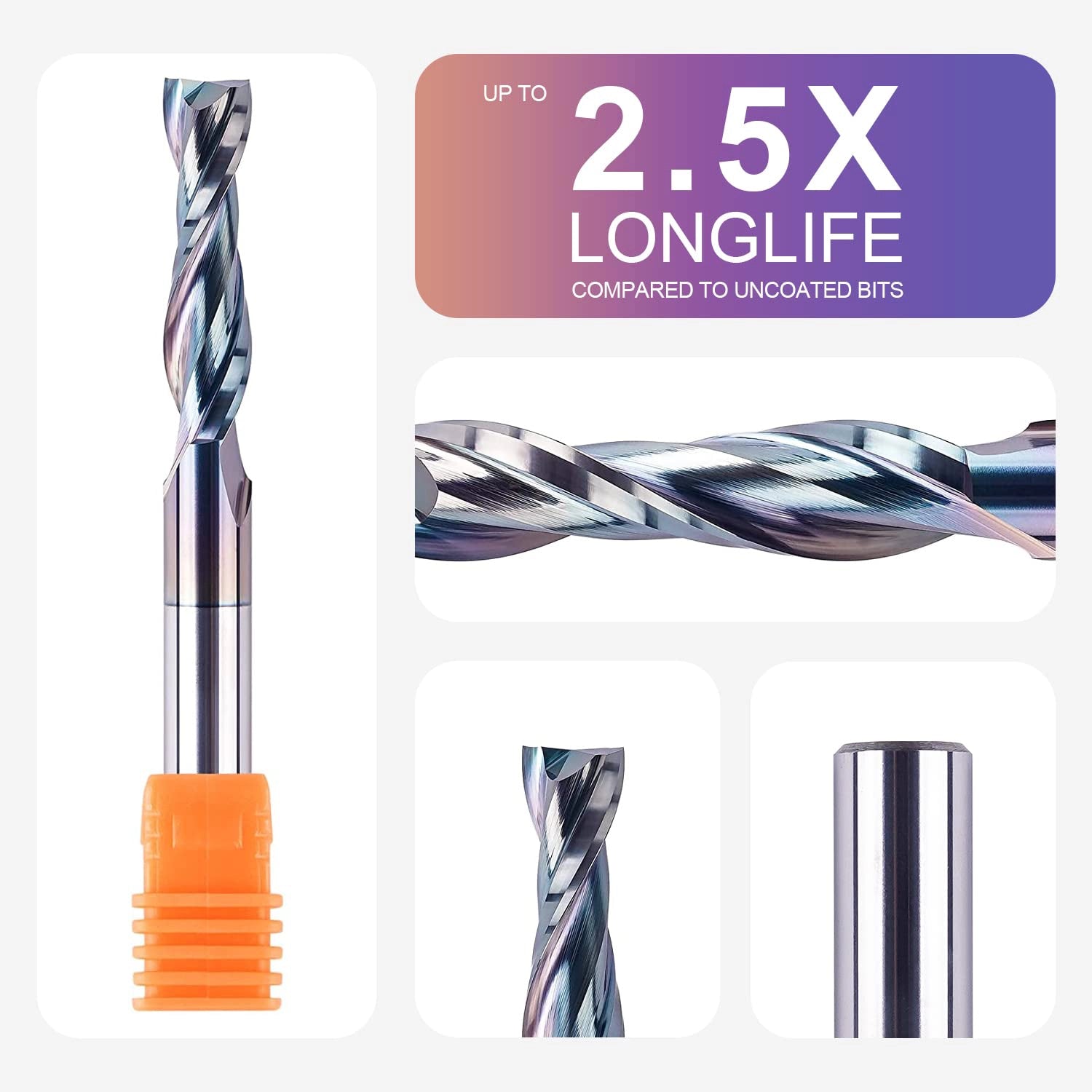 SpeTool EU W04510 SPE-X Coated SC UP CUT 2 FL 8MM DIA x 32MM CL x 8MM SHANK x 75MM OVL ROUTER BIT