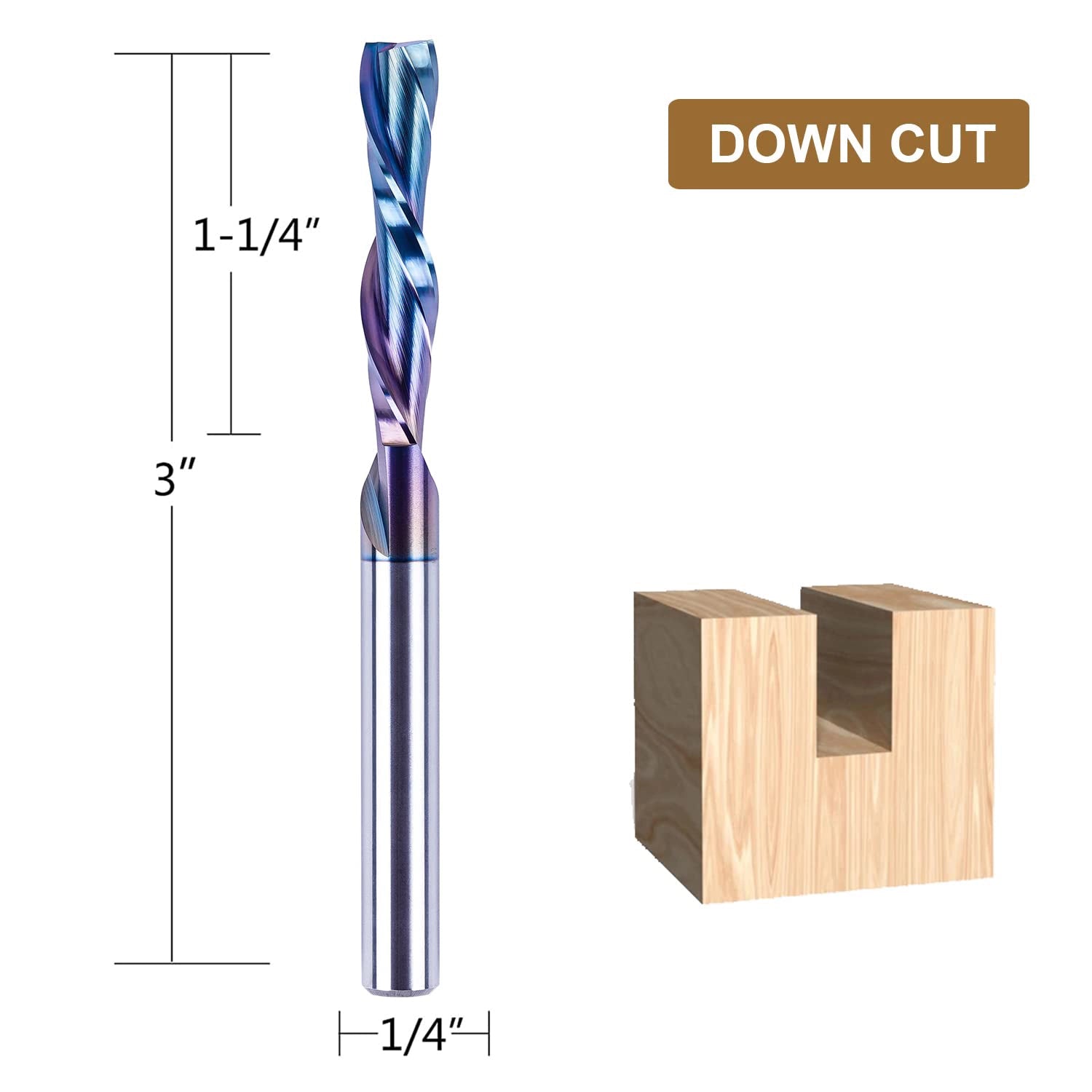 SpeTool SPE-X Coated Down Cut 1/4 Dia 3 Inch Extra Long CNC End Mill