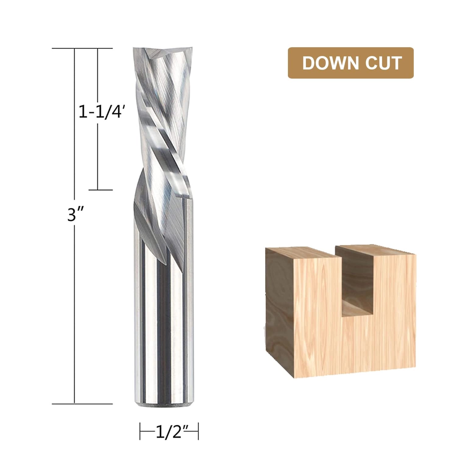 SpeTool Spiral Down cut Router Bit 1/2" Dia x 3" Extra Long End Mill