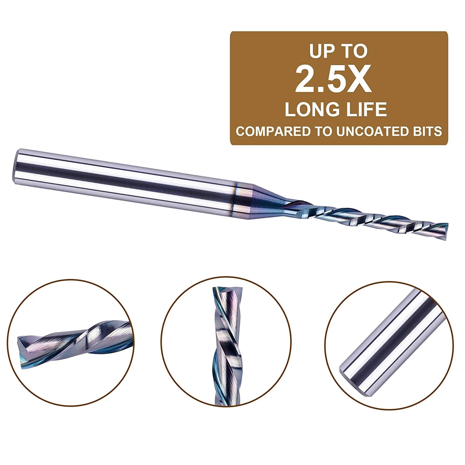 SpeTool Spiral Router Bits Down Cut 1 8 Diam End Mill for Woodworking SPE-X coated