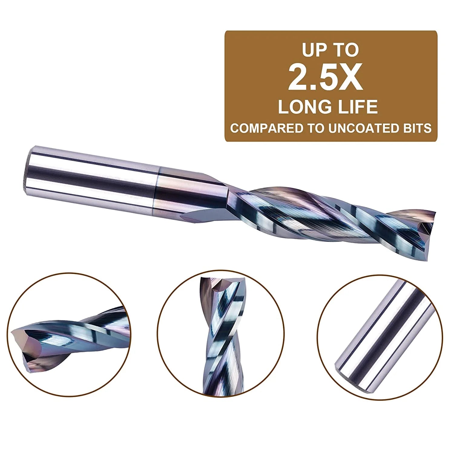 SpeTool Upcut Spiral 1 2 Diam x 1 2 SHK x 4 inch Extra Long Router Bit Spe-X coated (2)