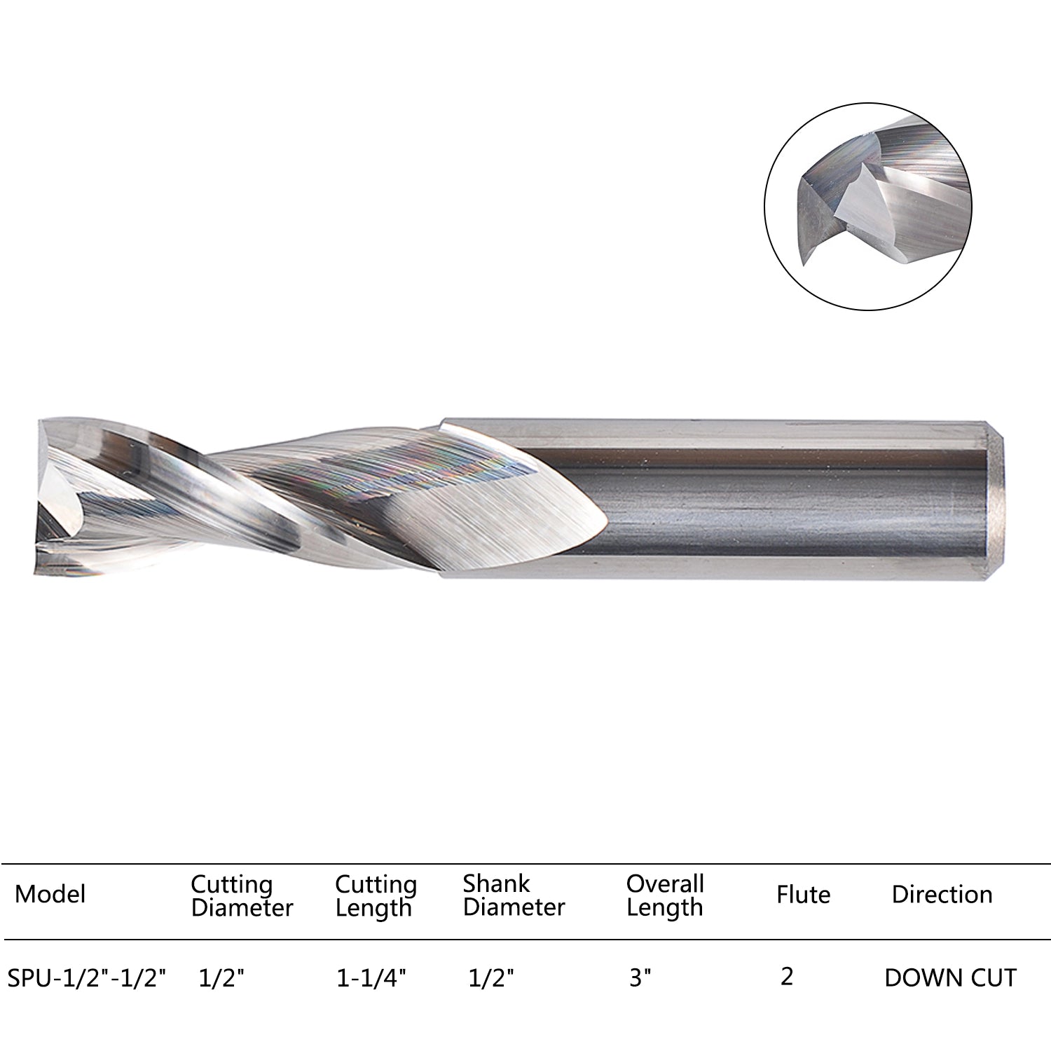 SpeTool Up cut Spiral Router Bit 1/2" SHK x 1/2" Diam Wood Cut End Mill