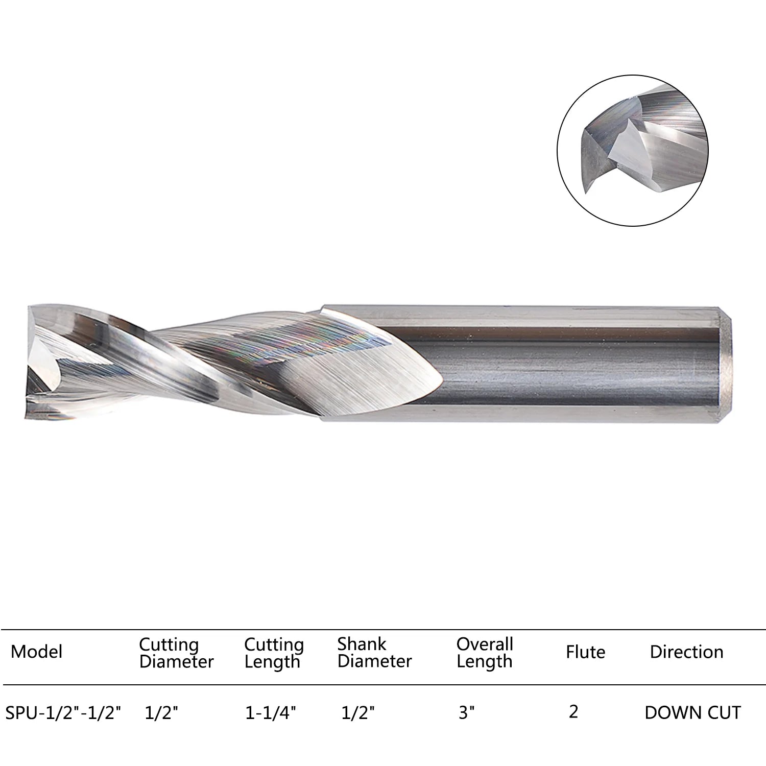 SpeTool Up cut Spiral Router Bit 1/2" SHK x 1/2" Diam Wood Cut End Mill