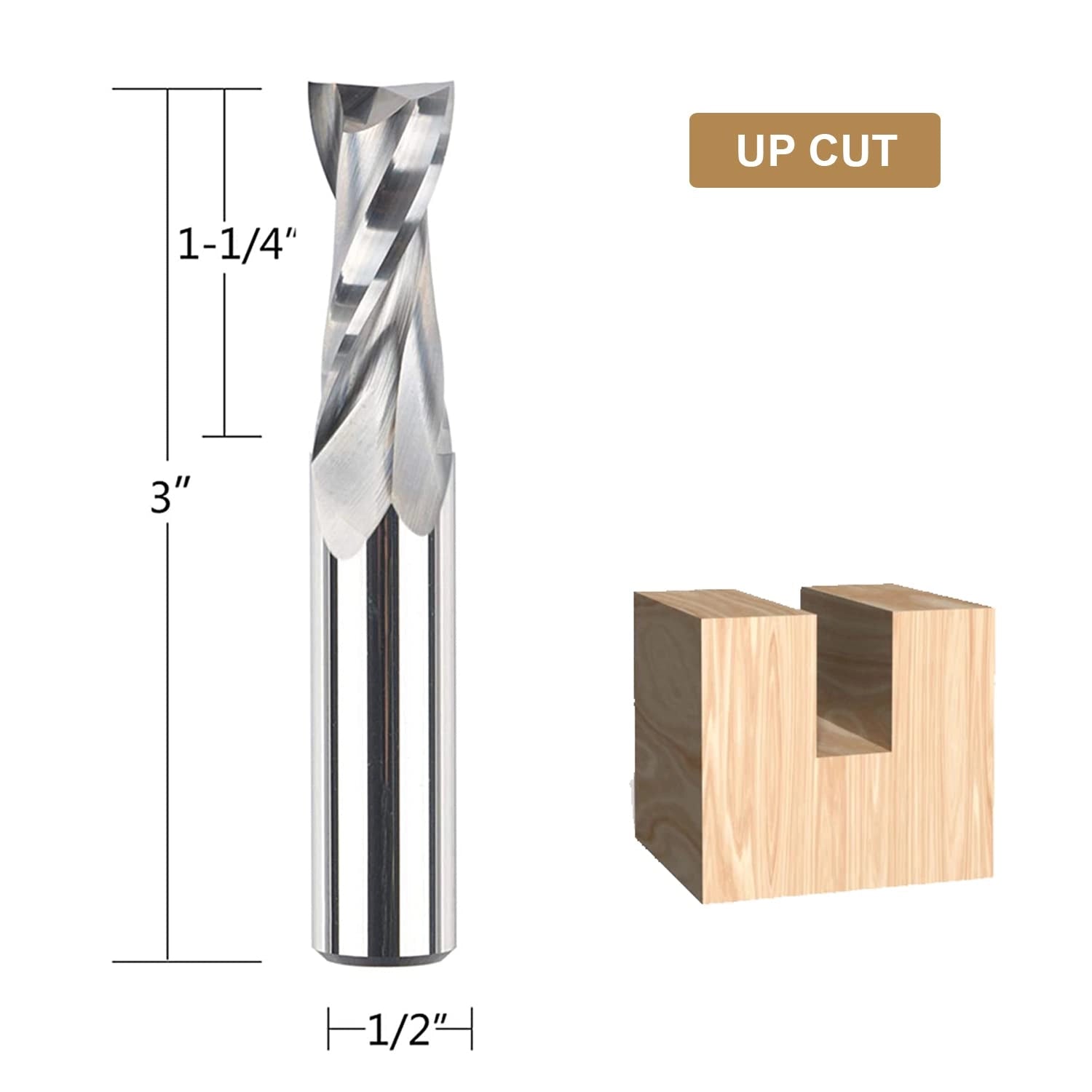 SpeTool Up cut Spiral Router Bit 1/2" SHK x 1/2" Diam Wood Cut End Mill