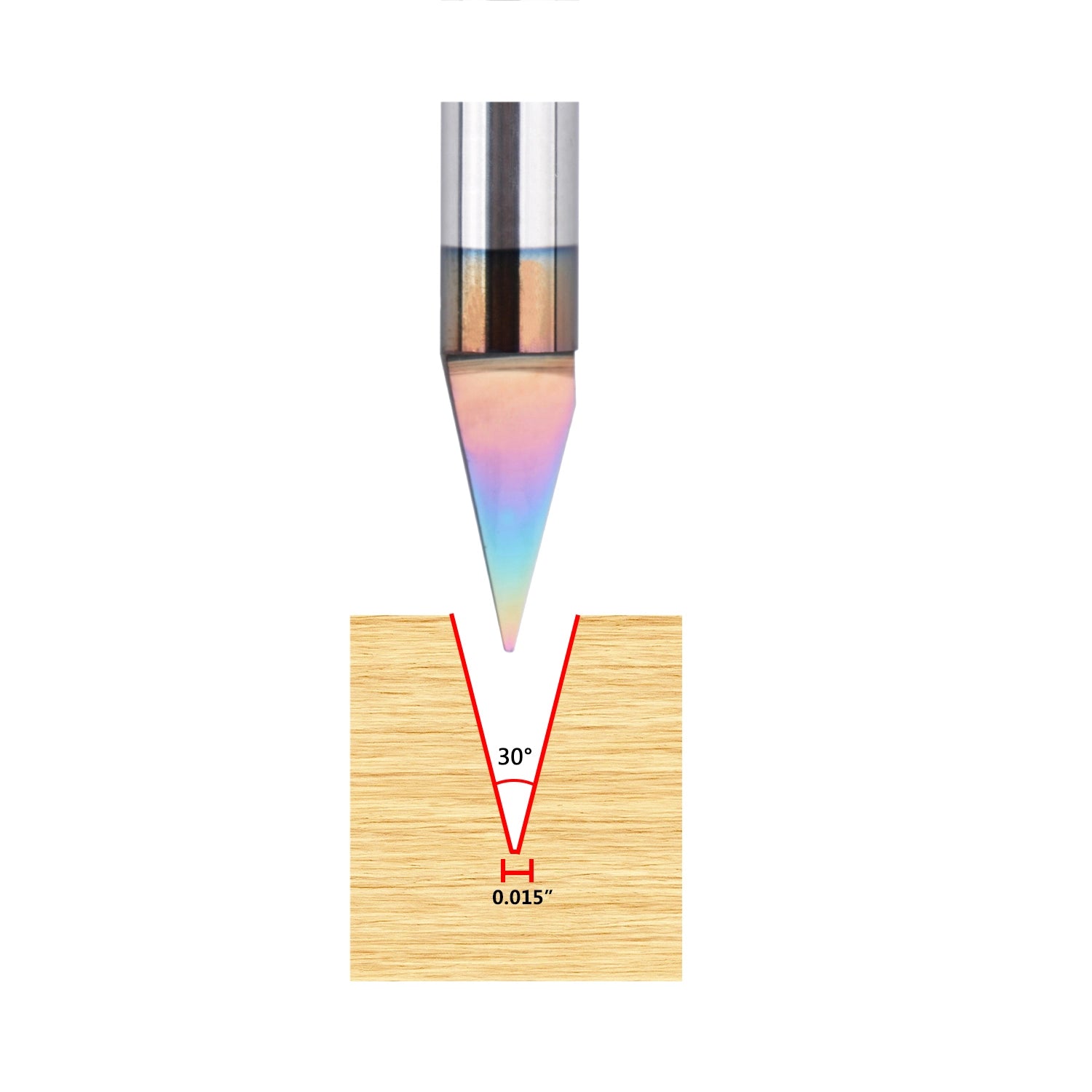 SpeTool W06010 SPE-X Extra Tool Life Coated Solid Carbide 30 Degree Engraving 0.015" Tip Width x 1/4" Shank x 2-1/4" Long Signmaking Router Bit