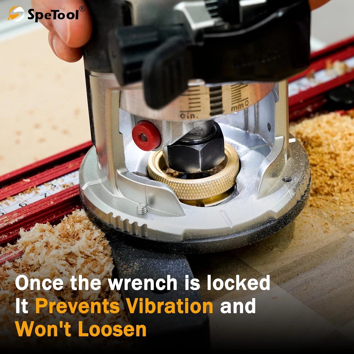 SpeTool O06003 13-Piece Brass Router Template Bushing Guide Set with Locking Wrench, Centering Pin & Aluminum Case – Fits 1-3/16" Router Base