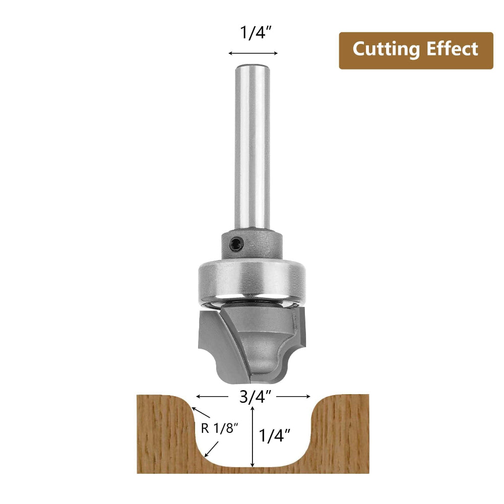 SpeTool W08011 Juice Groove Router Bits with Bearing 1/8" Radius 1/4" Shank