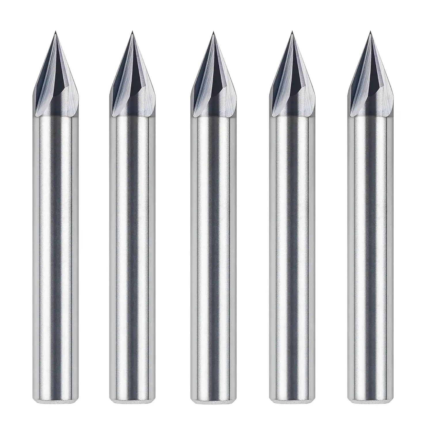 5PCS 45 Degree V Bit 14 Inch Shank, 4-Flute Carbide V Groove Router Bit with TiAIN Coated,