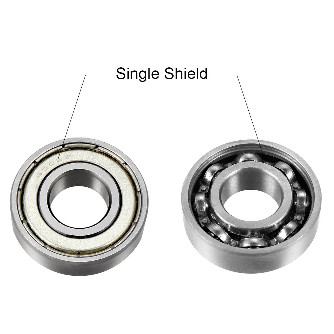 uxcell 6002Z Deep Groove Ball Bearing Single Shield 160102, 15mm x 32mm x 9mm Chrome Steel Bearings (Pack of 5) - 0