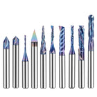 SpeTool WD-10 10-Piece CNC Router Bits Set, 1/4 Inch Shank, TAC Coated End Mills for Woodworking, Trimming, Engraving and Carving