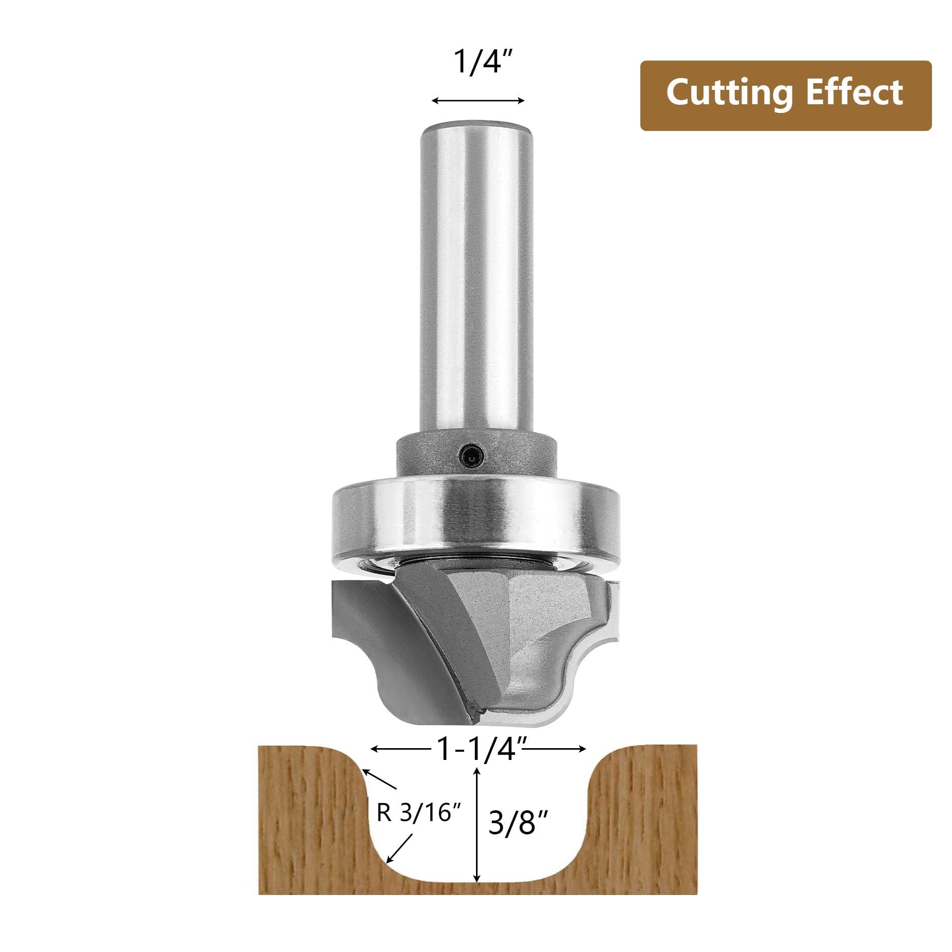 SpeTool W08012 Juice Groove Router Bits with Bearing 3/16" Radius 1/2" Shank