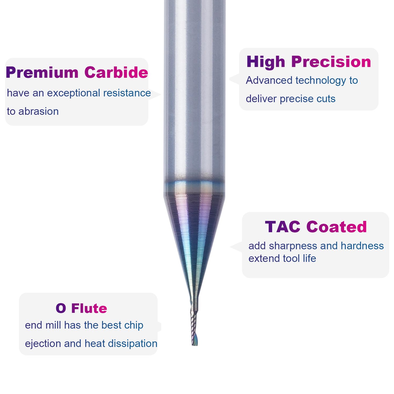 SpeTool W03014 SPE-X Extra Tool Life Coated SC Spiral O Flute 1/32" Dia x 1/4" Shank x 1/8" Cutting Length x 1-1/2" Long Up-cut Router Bit