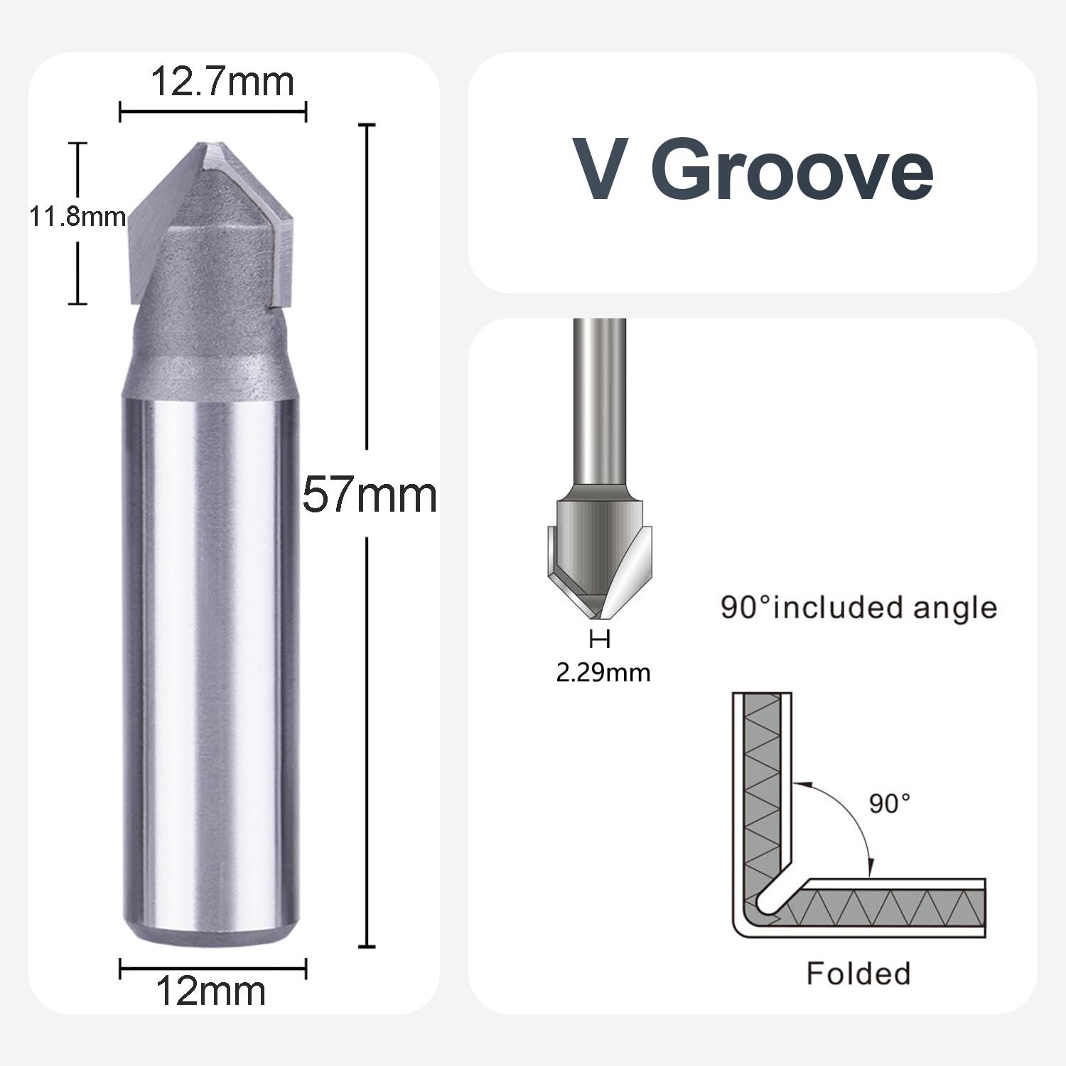 SpeTool EU 12.7MM DIA x 90 DEG x 12MM SHANK x 57MM OVL V Bit Double Edge Carbide Folding Knife