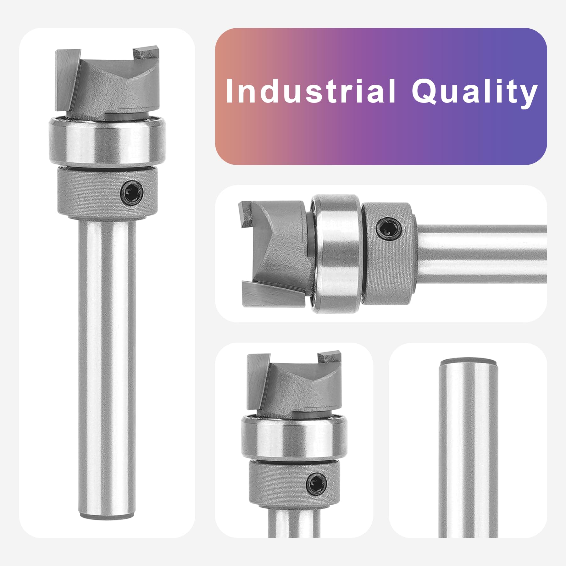 SpeTool W07043 Top Bearing Carbide Pattern Flush Trim 1/2" Dia x 1/4" Shank x 1/4" Cutting Length x 2" Overall Long Template Router Bit