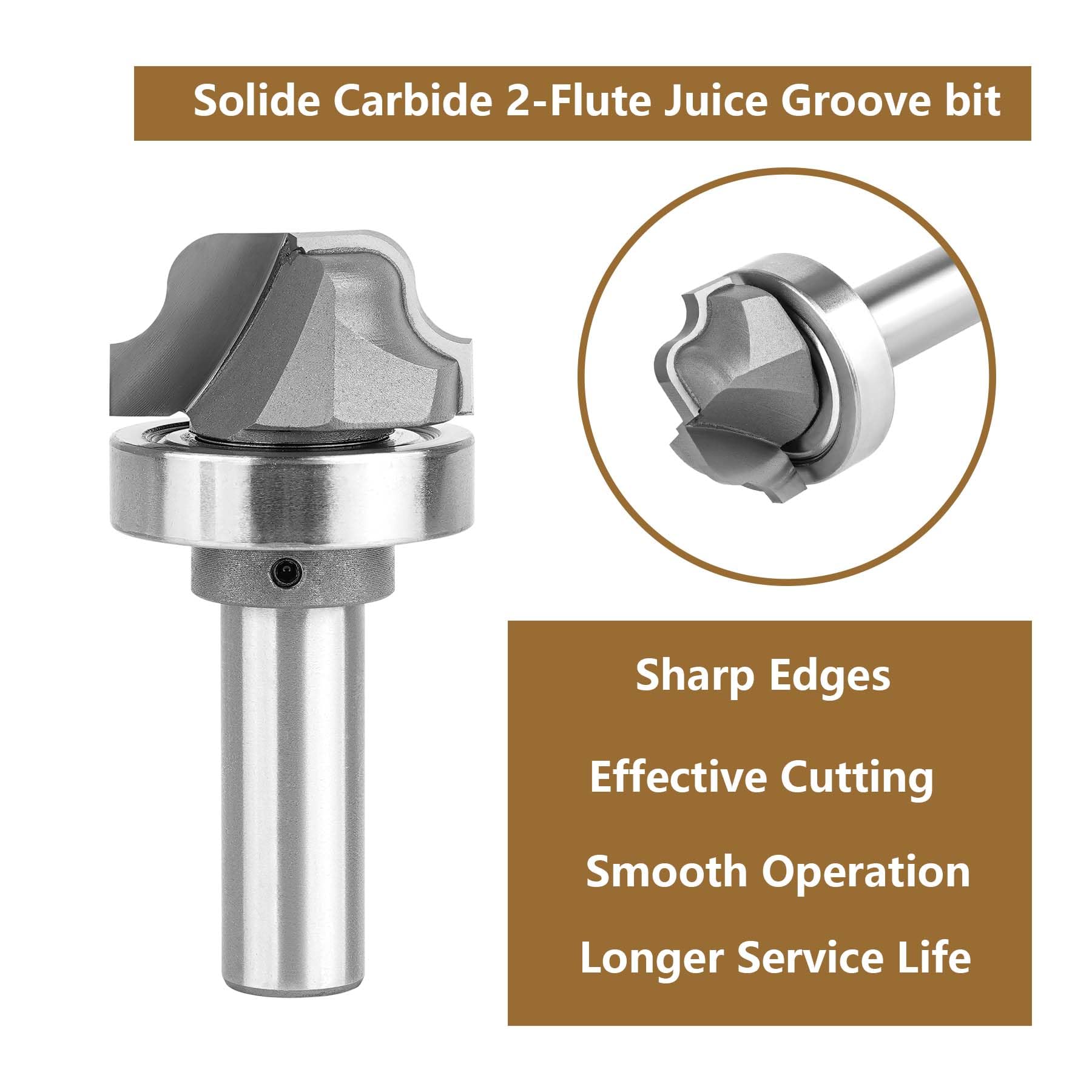 SpeTool W08012 Juice Groove Router Bits with Bearing 3/16" Radius 1/2" Shank