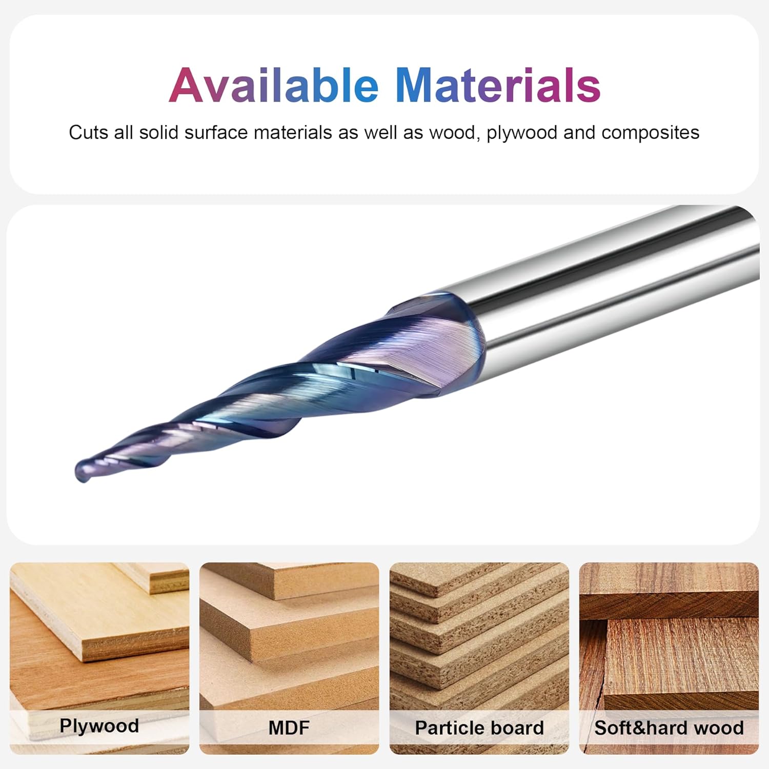 SpeTool W01015 SPE-X Coated CNC 2D and 3D Carving 5.38 Deg Tapered Angle Ball Nose 1/32" Radius x 1/4" Shank x 1" Cutting Length x 2-1/2" Long 2 Flute SC Upcut Router Bit