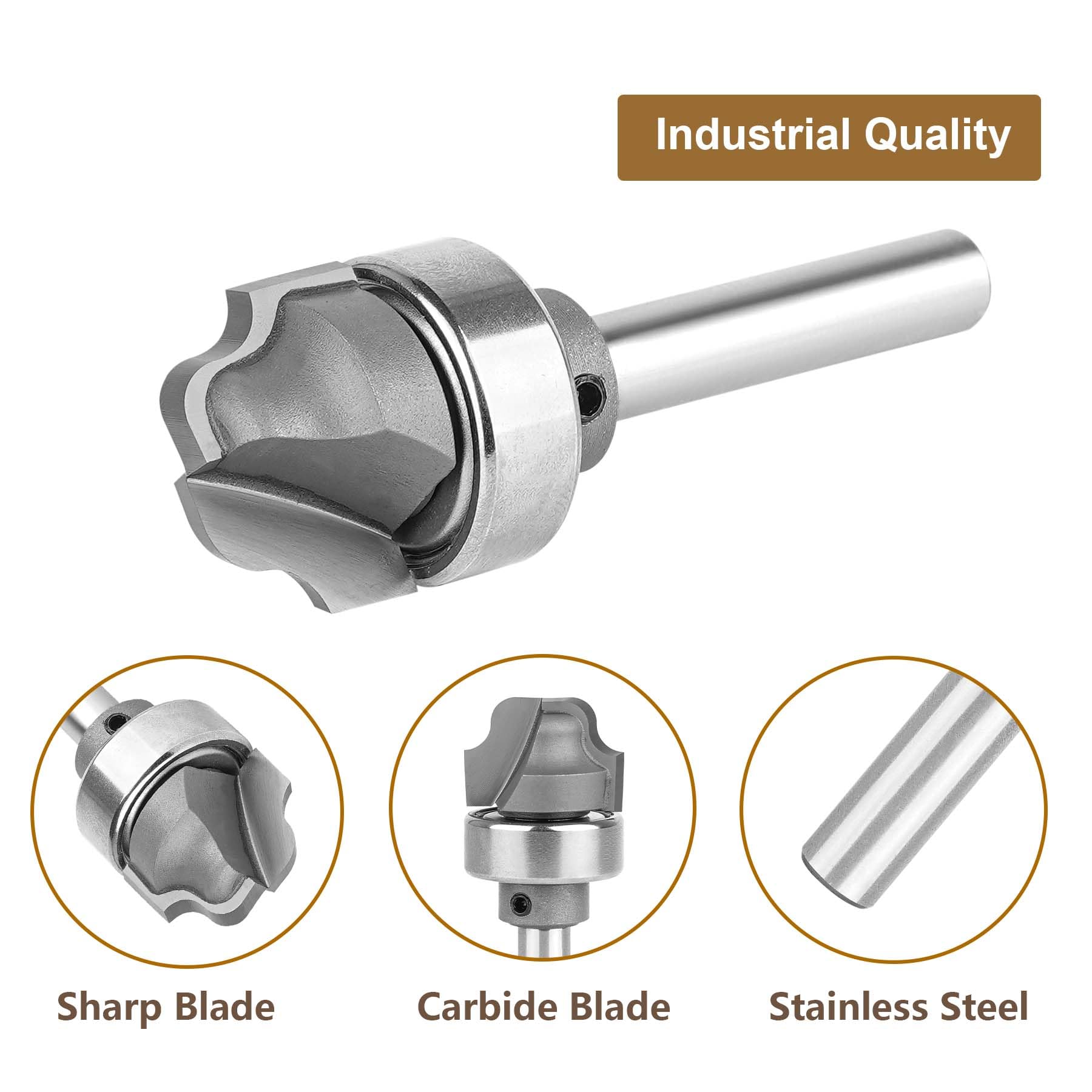 SpeTool W08011 Juice Groove Router Bits with Bearing 1/8" Radius 1/4" Shank